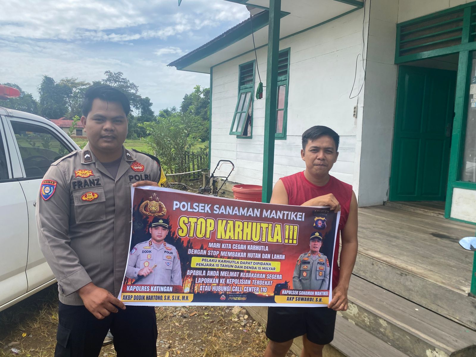 Bhabinkamtibmas Desa Tumbang Kaman Sosialisasi imbauan tentang Karhutla