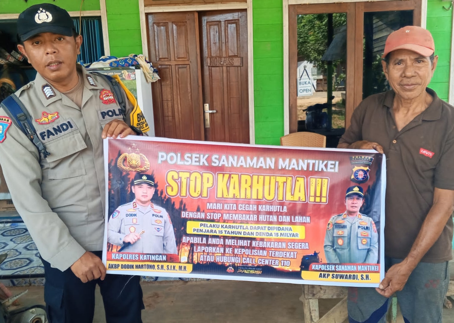 Bhabinkamtibmas Desa Rantau Bangkiang Sosialisasi imbauan tentang Karhutla