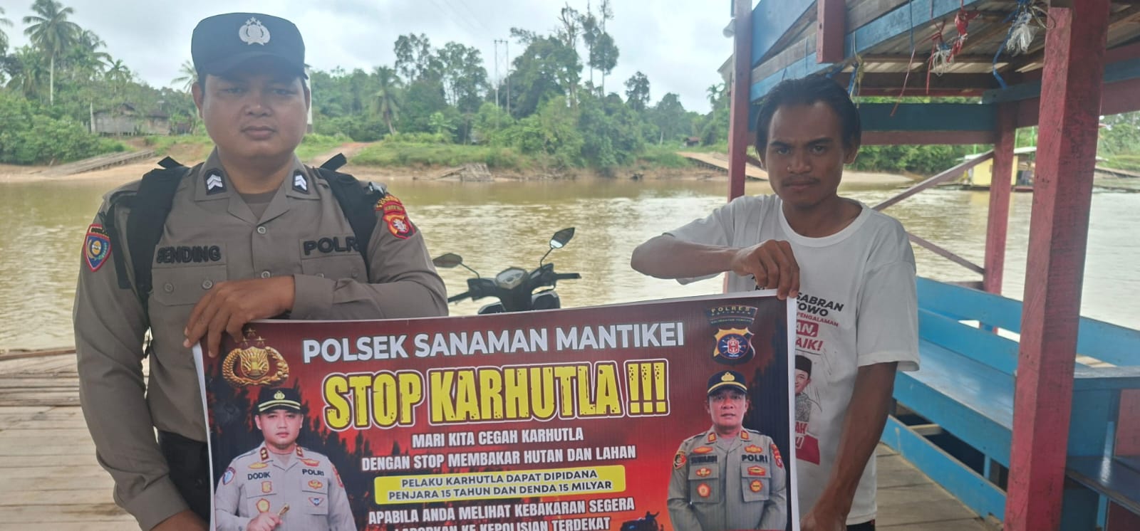 Bhabinkamtibmas Desa Tumbang Baraoi Sosialisasi imbauan tentang Karhutla