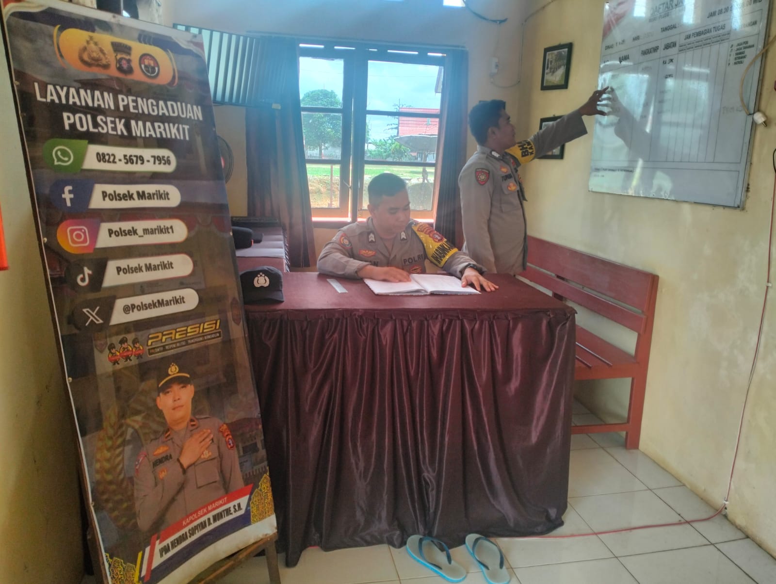 Personil Polsek Marikit Stand By di Mako Penjagaan.