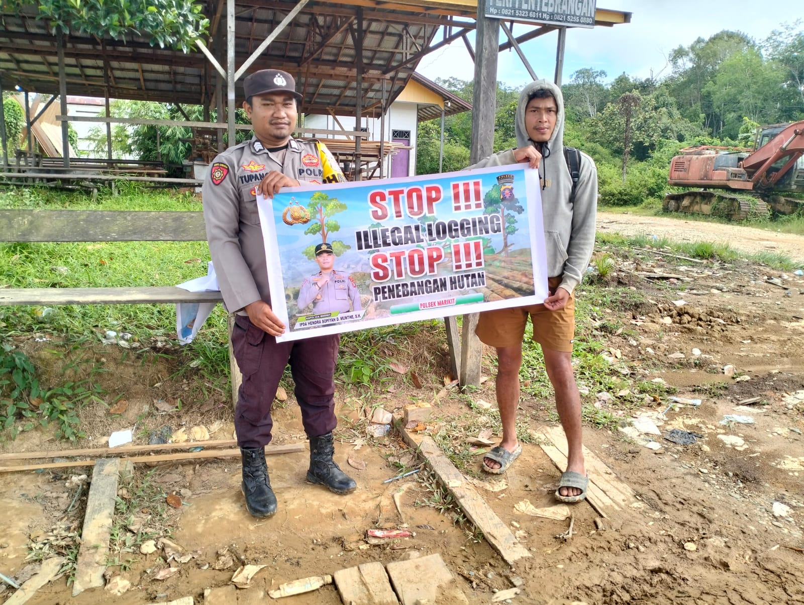 Polsek Marikit melaksanakan giat Sosialisasi Ilegal Logging kepada Masyarakat Desa Tumbang Hiran Kec. Marikit