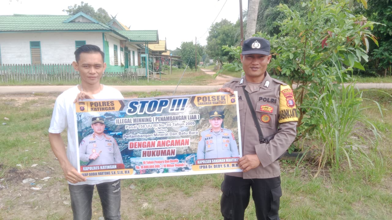 Bhabinkamtibmas Desa kamanto Sosialisasi tentang larangan Illegal Mining.