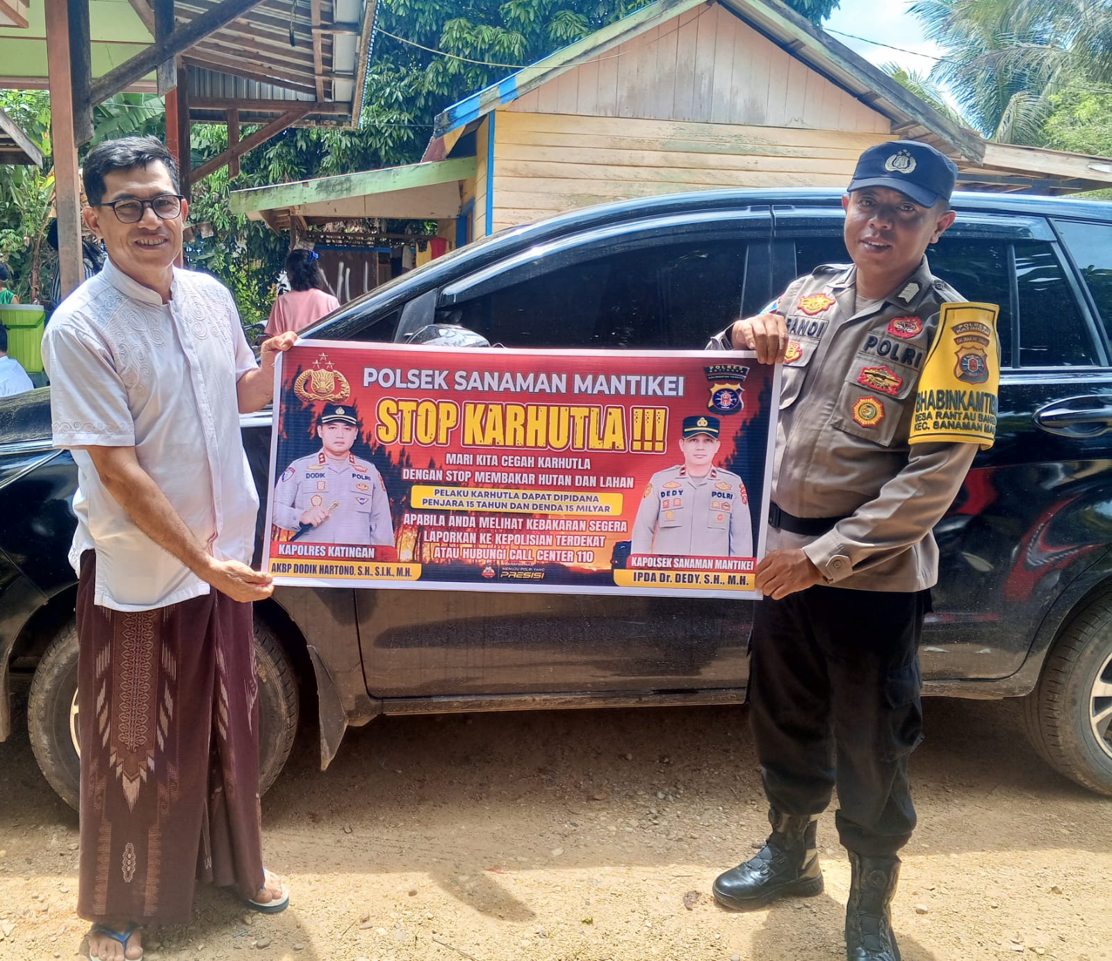 Bhabinkamtibmas Desa Rantau Bangkiang Sosialisasi imbauan tentang Karhutla