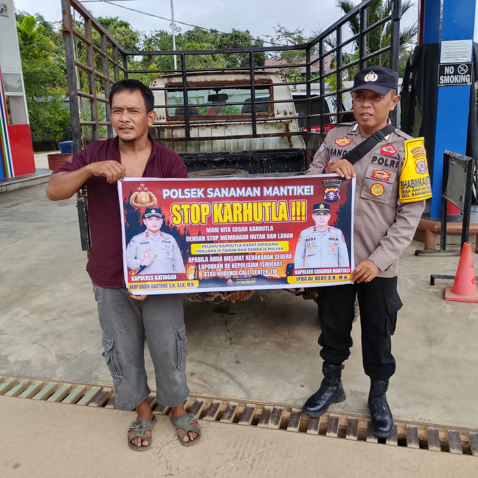 Bhabinkamtibmas Desa Rantau Bangkiang Sosialisasi imbauan tentang Karhutla