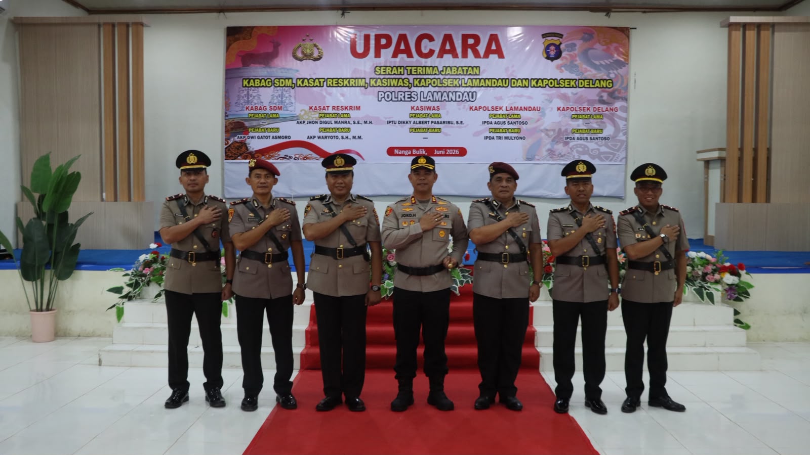 Polres Lamandau Gelar Upacara Sertijab Sejumlah Pejabat dan Acara Kenal Pamit PJU