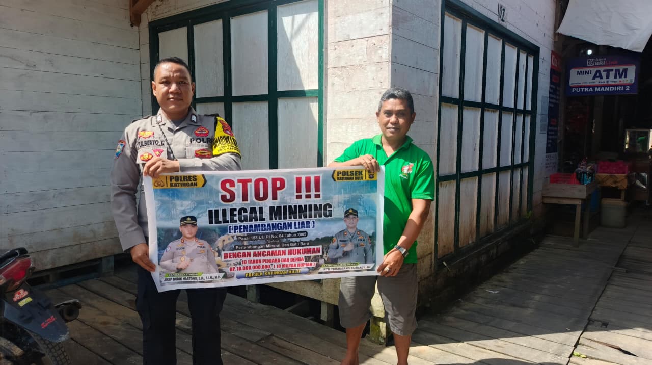 Upaya pencegahan Penambangan Emas Tanpa Ijin (PETI) di Kecamatan Katingan Hulu dan Bukit Raya, Bhabinkamtibmas sosialisasi kepada masyarakat.