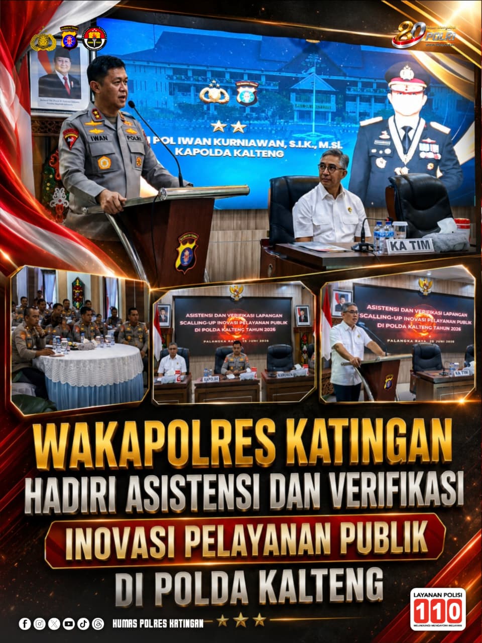 Wakapolres Katingan Hadiri Asistensi dan Verifikasi Inovasi Pelayanan Publik di Polda Kalteng