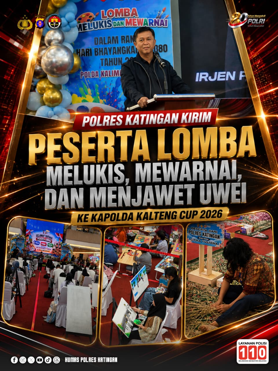 Polres Katingan Kirim Peserta Lomba Melukis, Mewarnai, dan Menjawet Uwei ke Kapolda Cup