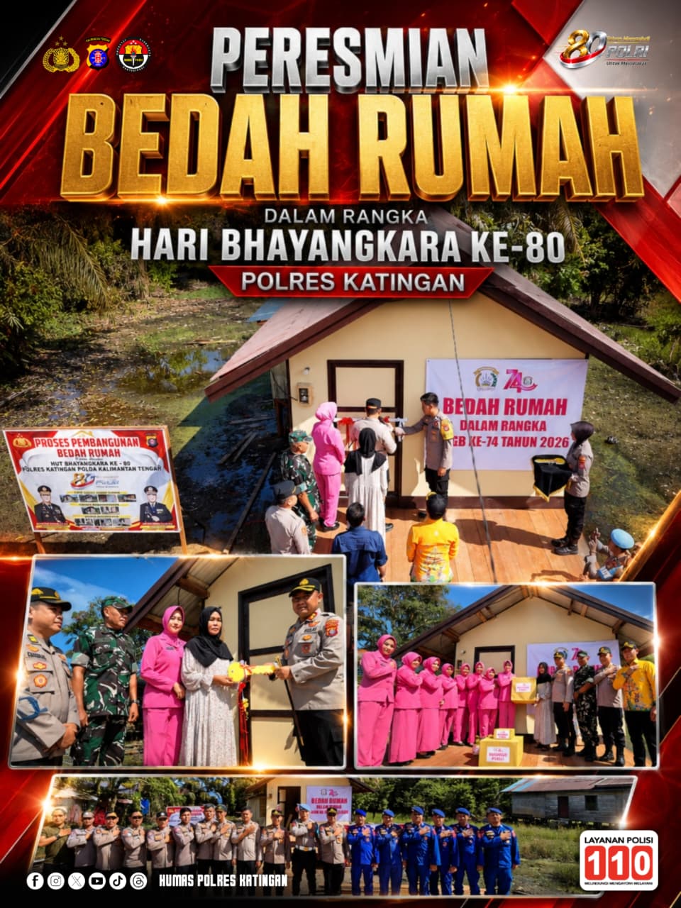 Peresmian Bedah Rumah dalam Rangka Hari Bhayangkara Ke-80 Polres Katingan