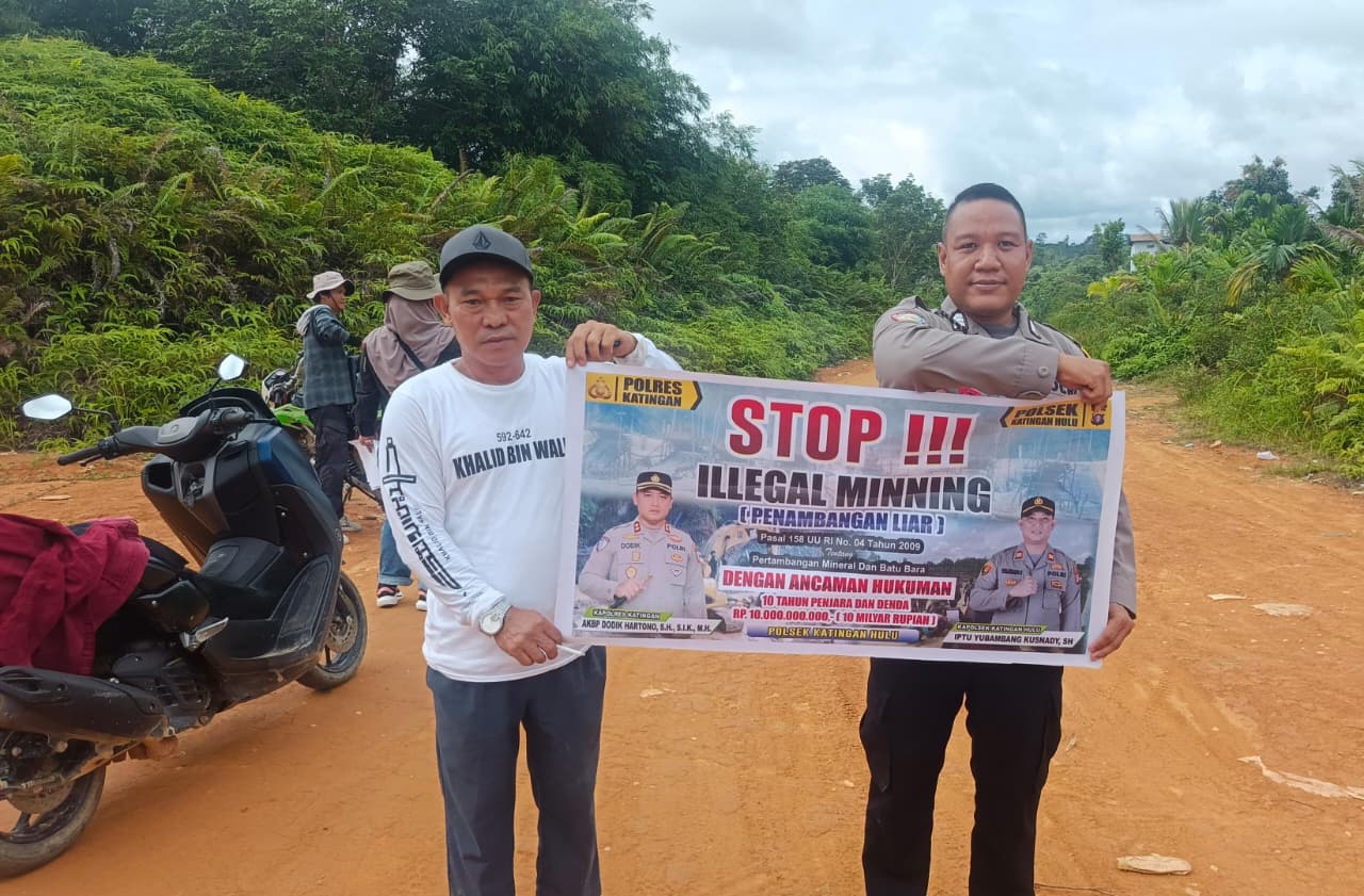 ‎Upaya pencegahan Penambangan Emas Tanpa Ijin (PETI) di Kecamatan Katingan Hulu dan Bukit Raya, Bhabinkamtibmas sosialisasi kepada masyarakat.