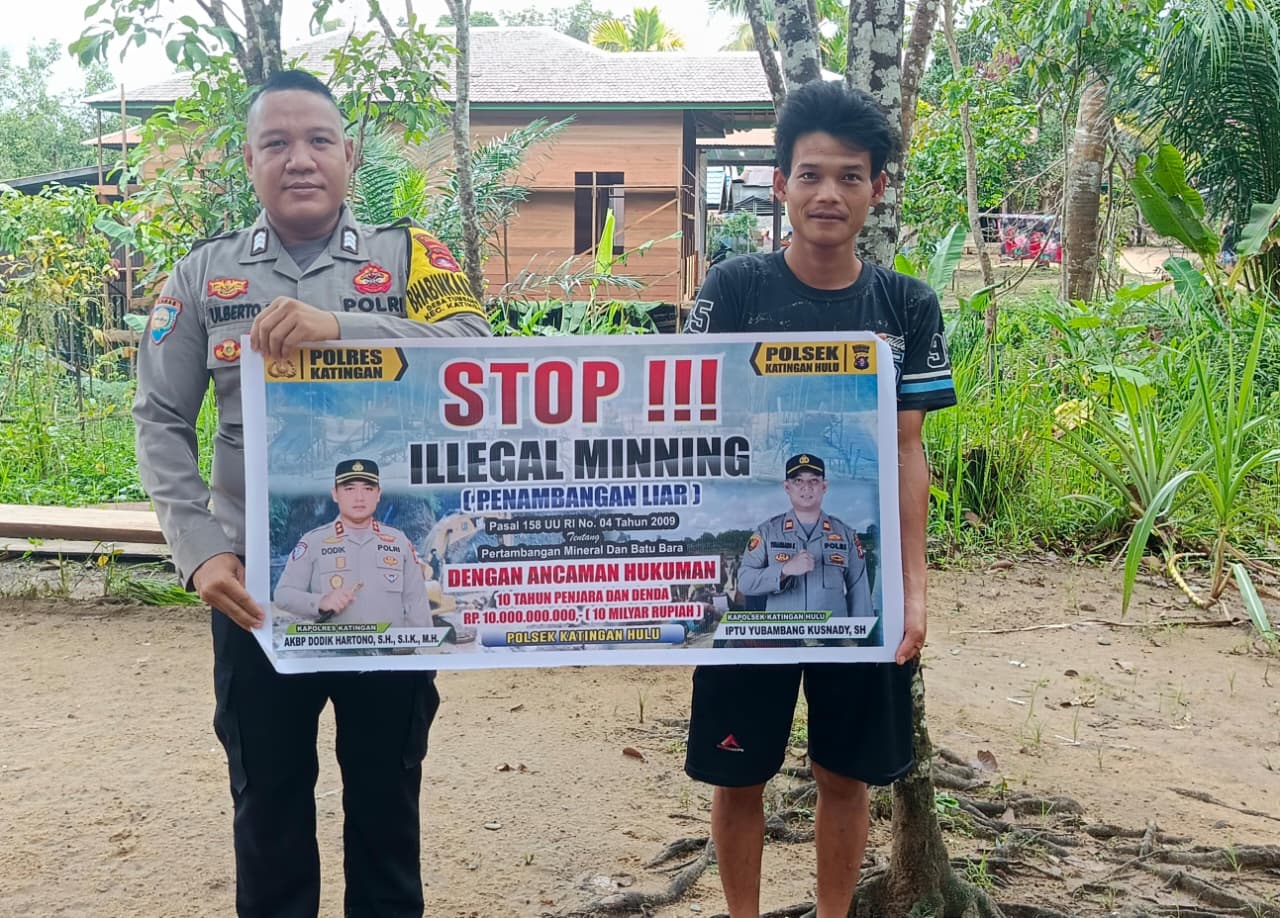‎Upaya pencegahan Penambangan Emas Tanpa Ijin (PETI) di Kecamatan Katingan Hulu dan Bukit Raya, Bhabinkamtibmas sosialisasi kepada masyarakat.