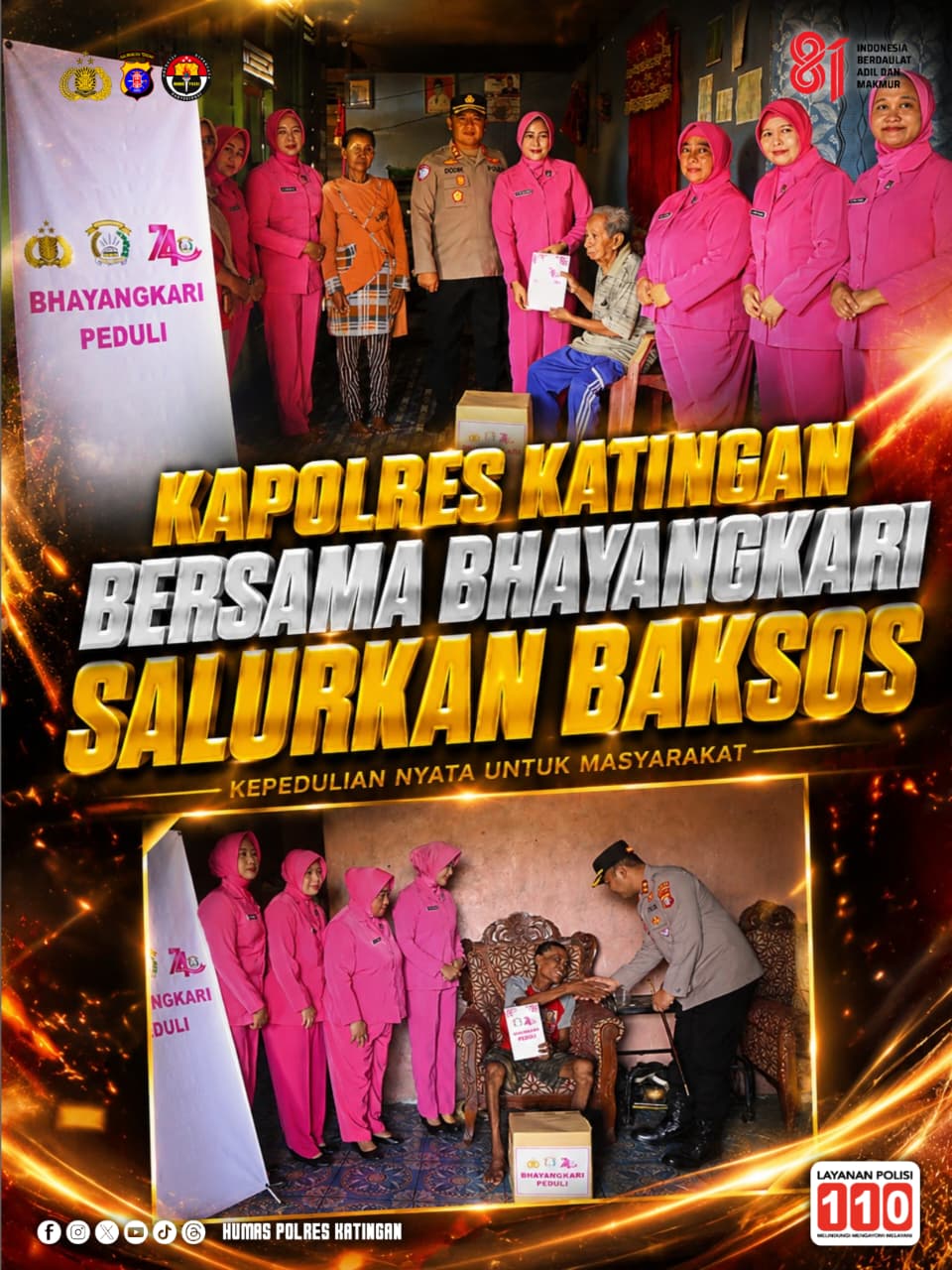 Kapolres Katingan Bersama Bhayangkari Salurkan Baksos