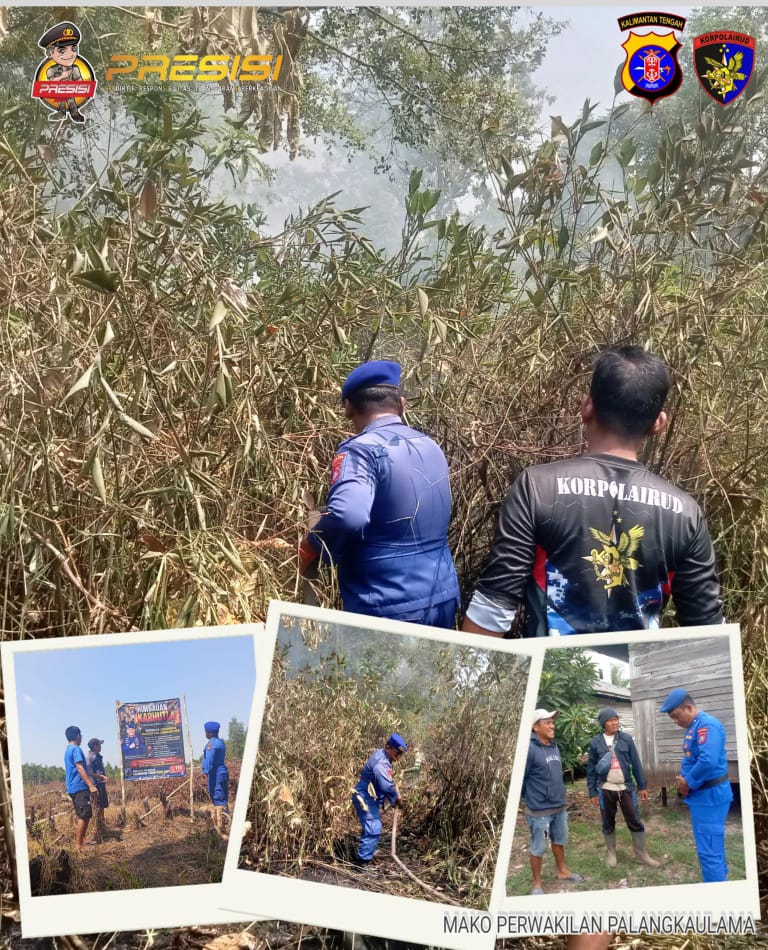 Waspada Karhutla, Ditpolairud Bersama Warga Desa Palangkaulama Lakukan Pemantauan dan Penanganan Karhutla.