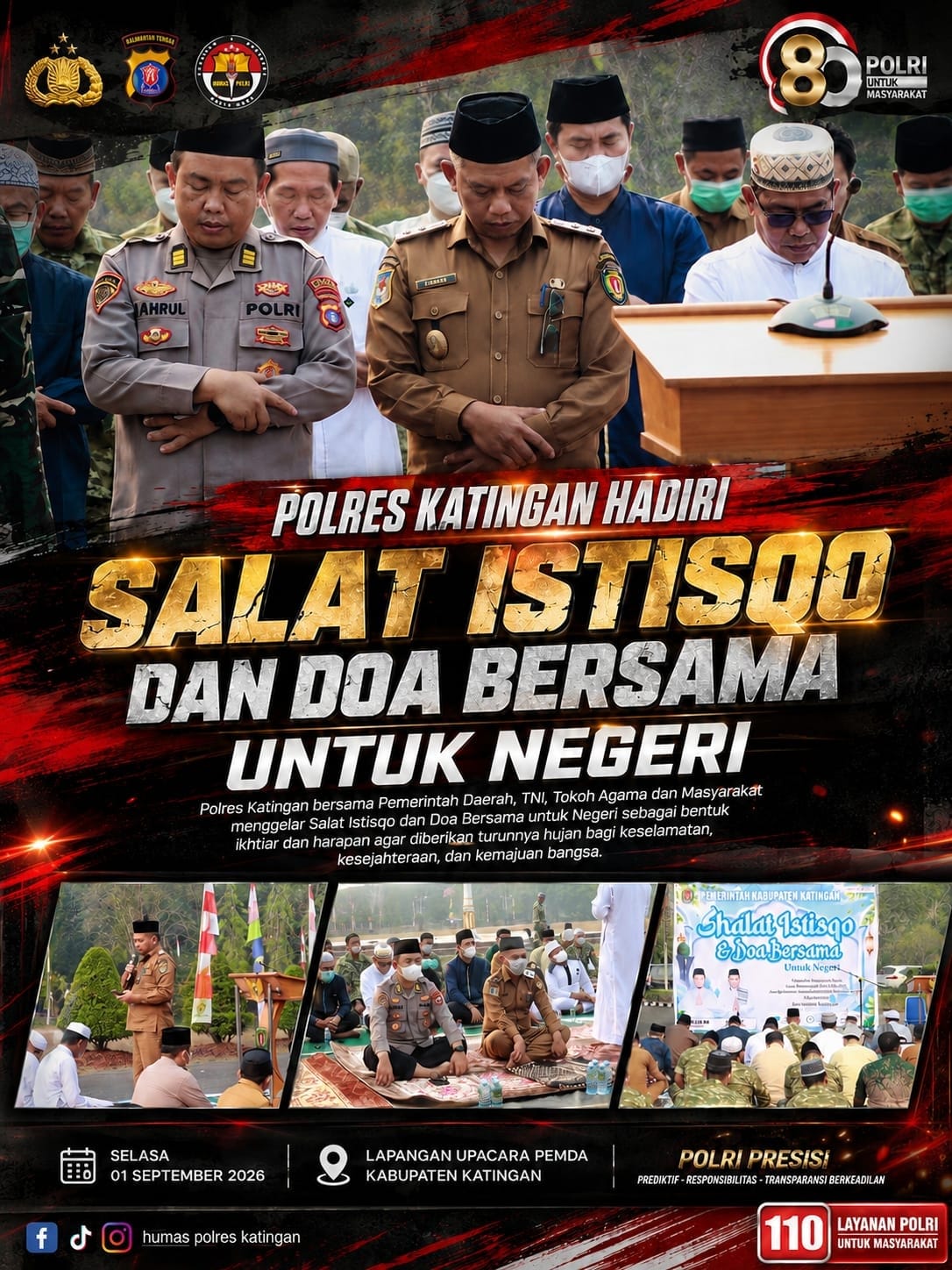 Polres Katingan Hadiri Salat Istisqa dan Doa Bersama untuk Negeri