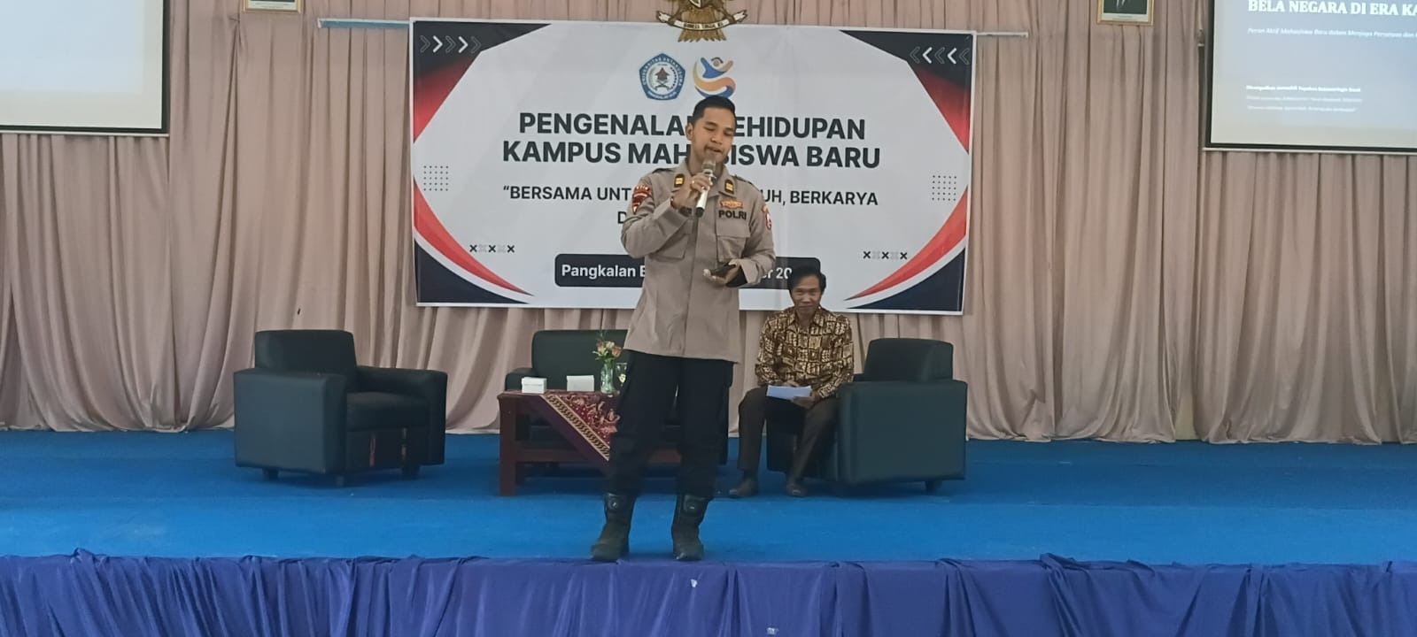 MAHASISWA STIK LEMDIKLAT POLRI ISI MATERI BELA NEGARA DAN CEGAH KARHUTLA PADA PKMB UNTAMA 2026