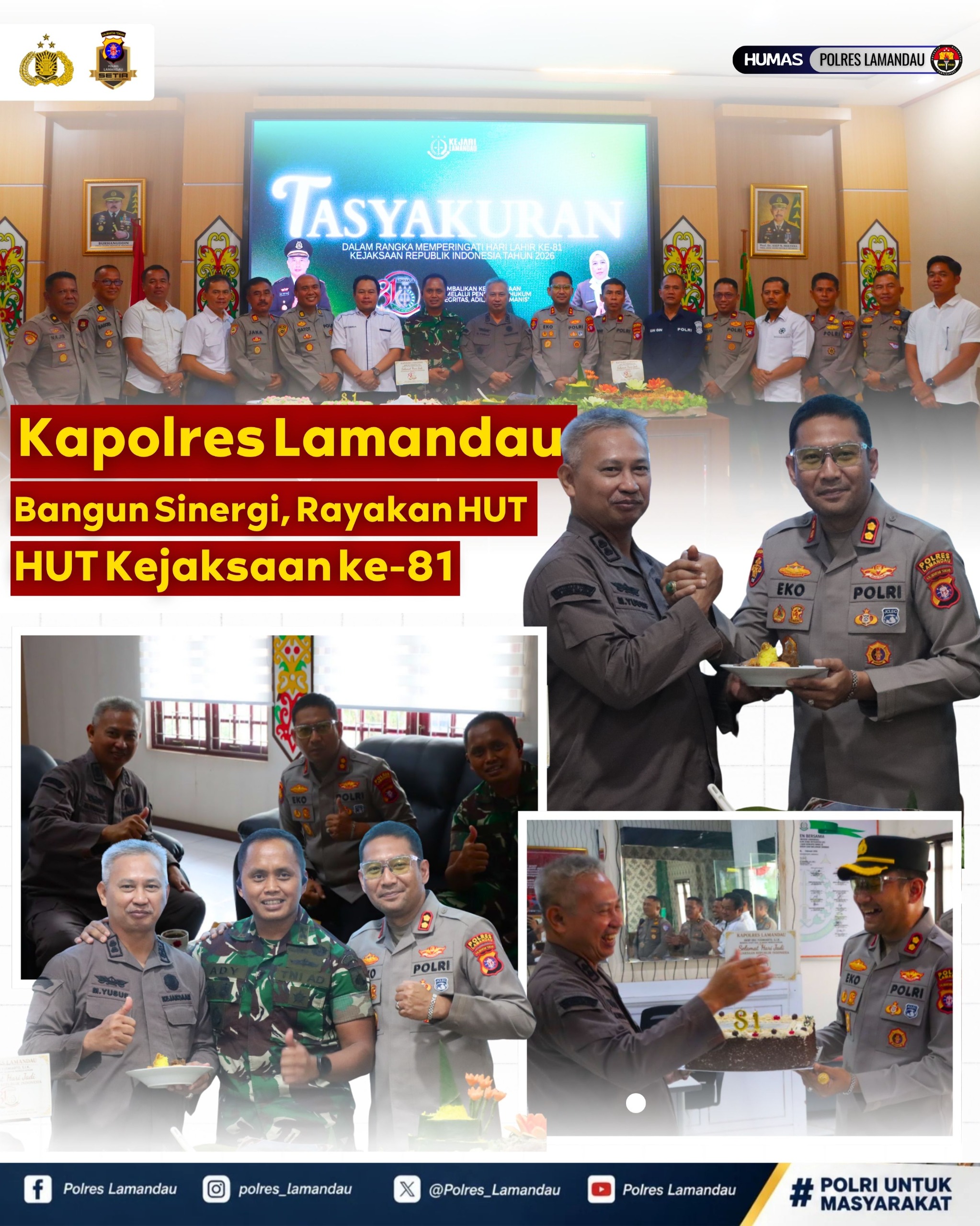 Kapolres Lamandau Bangun Sinergi, Rayakan HUT Kejaksaan ke-81