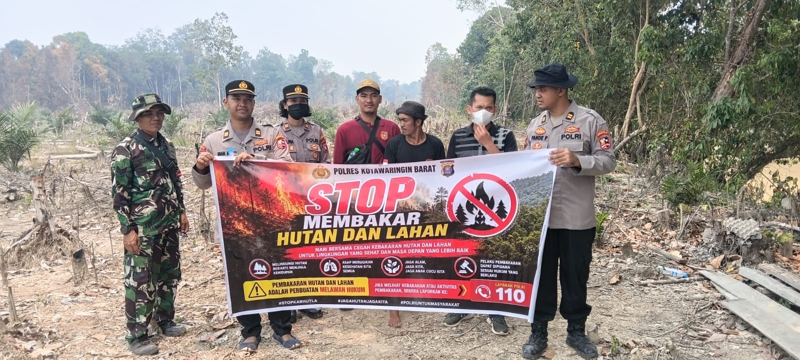 Turun Ke Desa Runtu, STIK Dan Polres Kobar Sosialisasi Cegah Karhutla Sekaligus Cek Lokasi