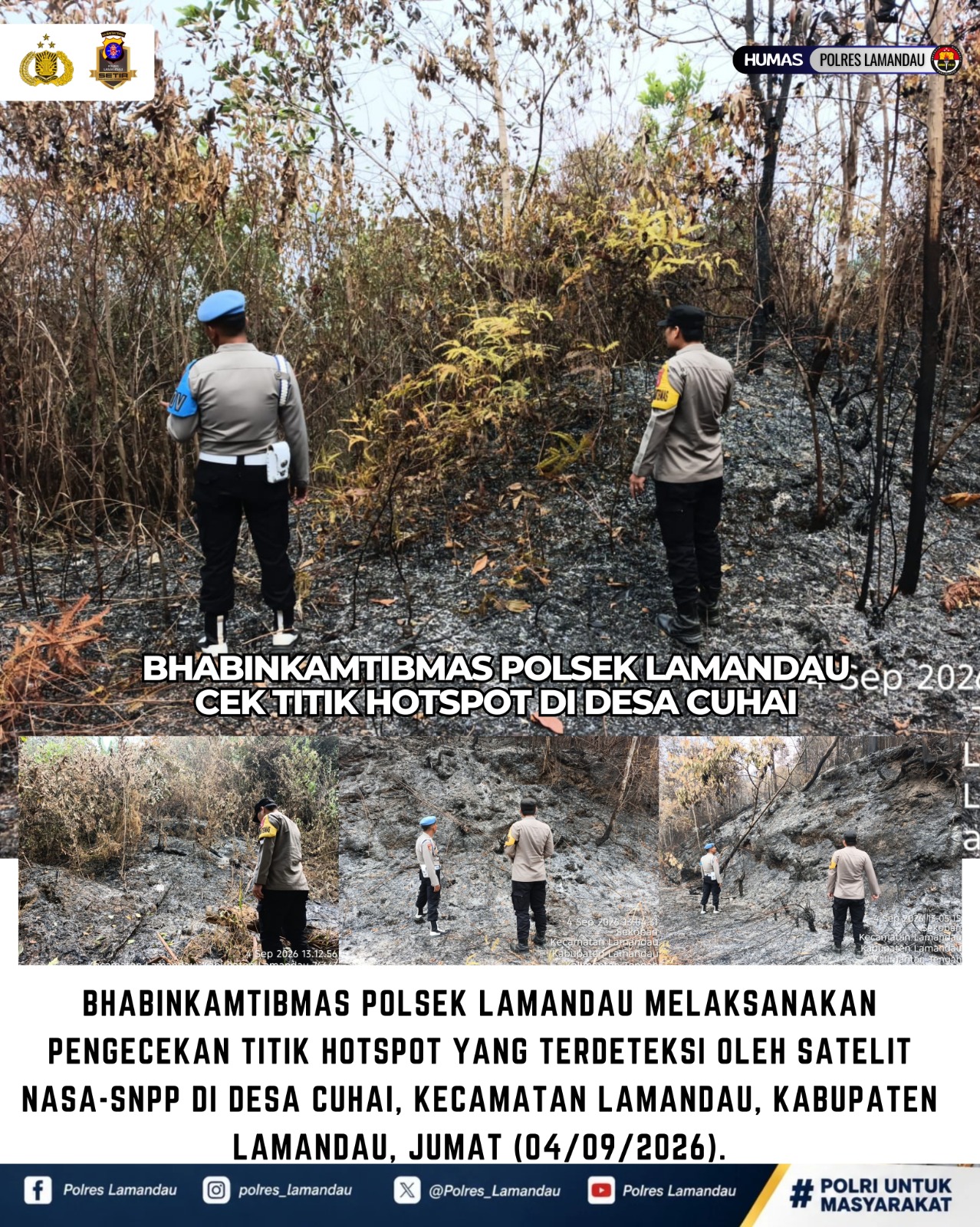 Bhabinkamtibmas Polsek Lamandau Cek Titik Hotspot di Desa Cuhai