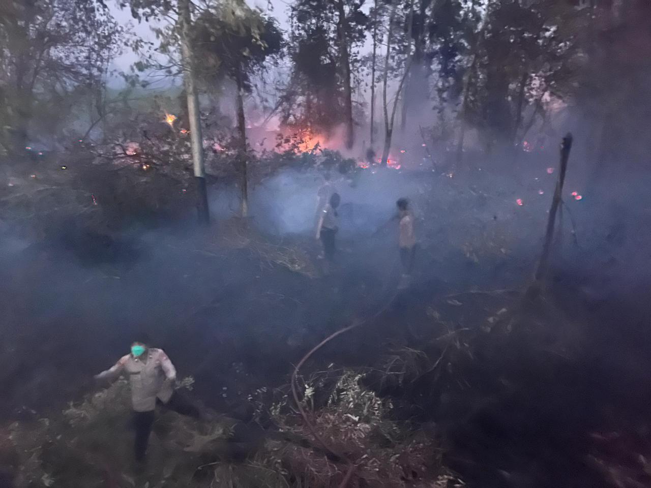 Pantang Pulang Sebelum Padam, Personel Ditsamapta Polda Kalteng Intensifkan Pemadaman Karhutla
