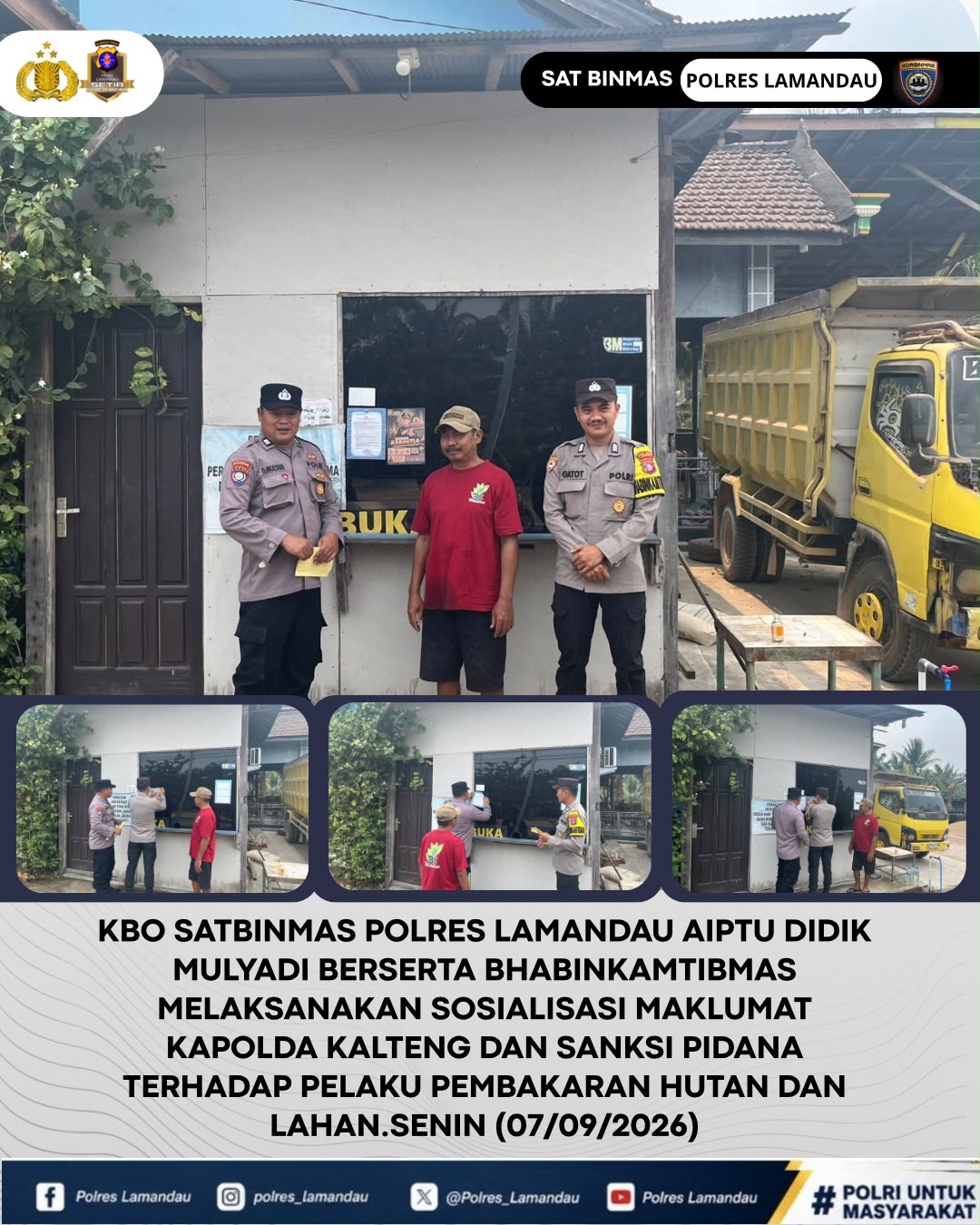 KBO Satbinmas Polres Lamandau Sosialisasikan Maklumat Kapolda Kalteng tentang Larangan Karhutla