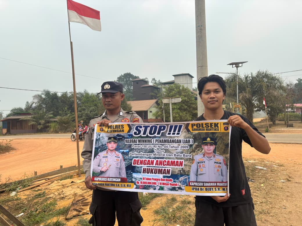 Bhabinkamtibmas Desa kamanto Sosialisasi tentang larangan Illegal Mining.