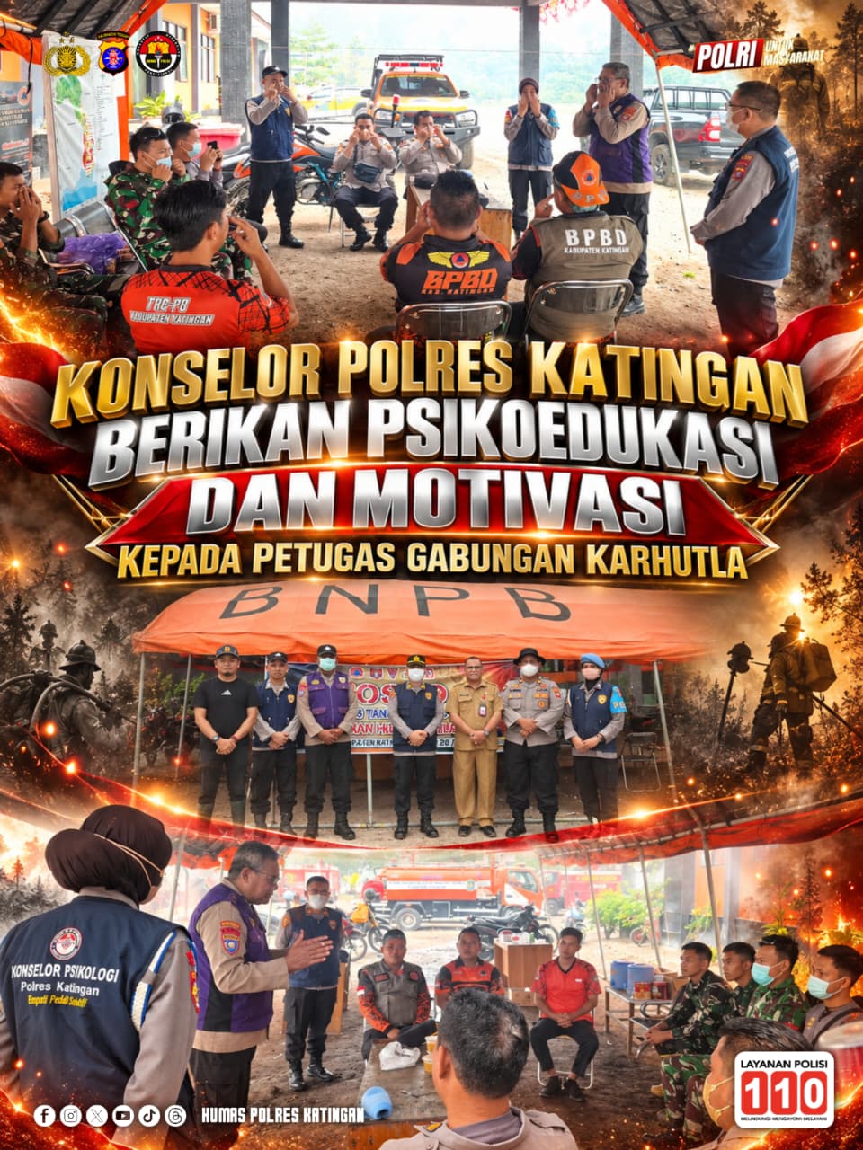 Konselor Polres Katingan Berikan Psikoedukasi dan Motivasi kepada Petugas Gabungan Karhutla