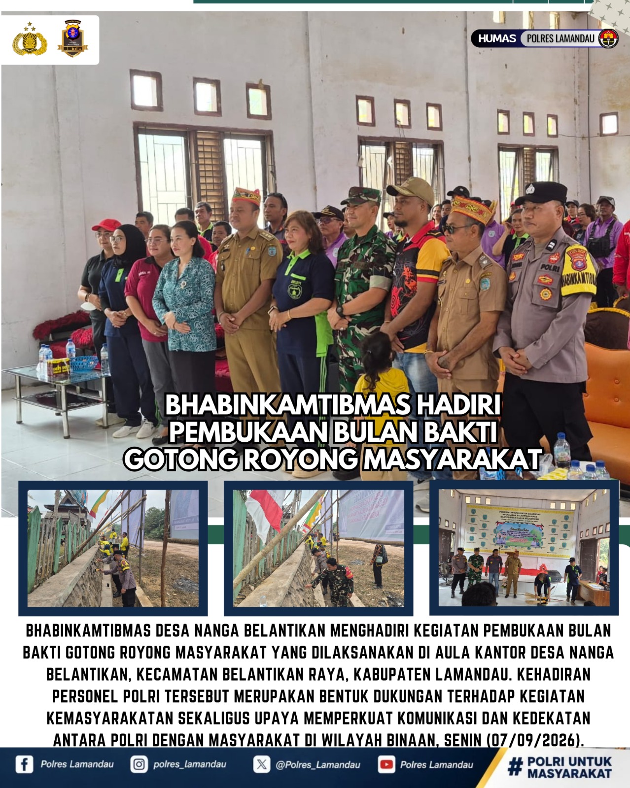 Bhabinkamtibmas Hadiri Pembukaan Bulan Bakti Gotong Royong Masyarakat