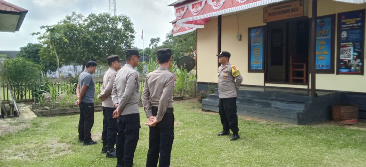 Apel Pagi, Polsek Katingan Hulu Cek Kesiapan Personel Sebelum Bertugas.