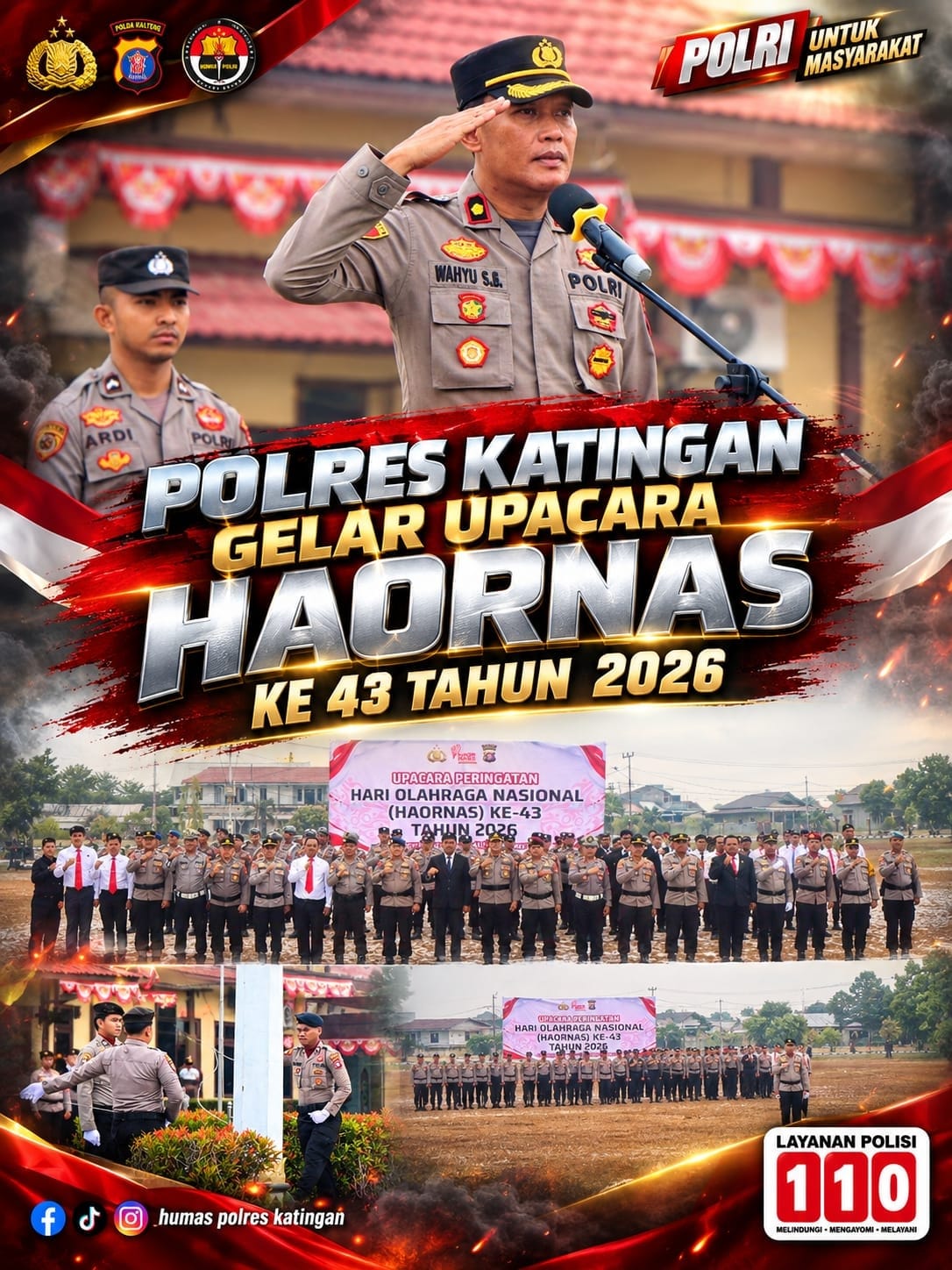 Polres Katingan Gelar Upacara Haornas ke-43 Tahun 2026