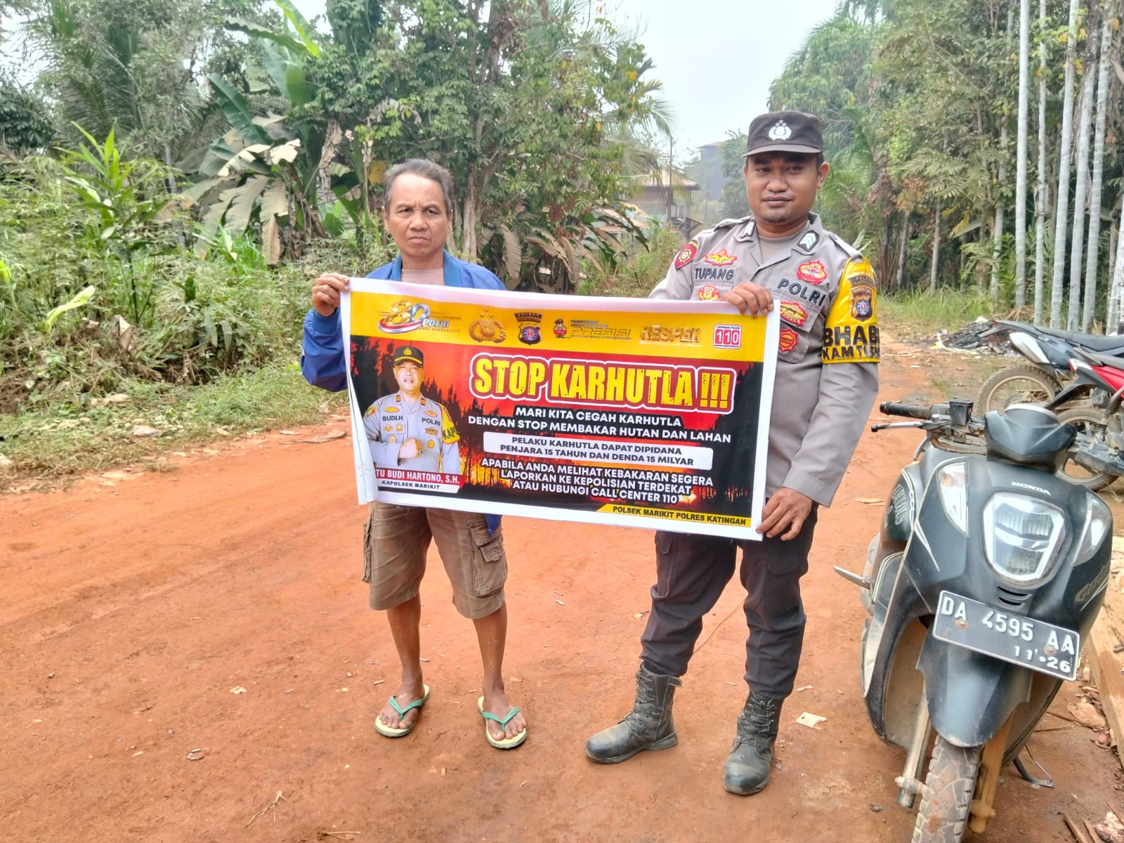 CEGAH BENCANA ASAP, POLSEK MARIKIT SOSIALISASIKAN LARANGAN KARHUTLA DI DESA TUMBANG DAKEI
