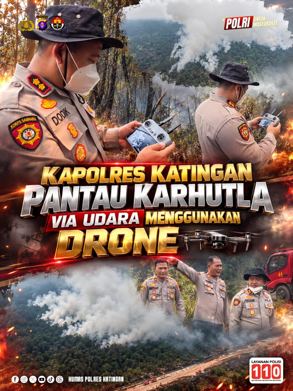 Kapolres Katingan Pantau Karhutla via Udara Menggunakan Drone