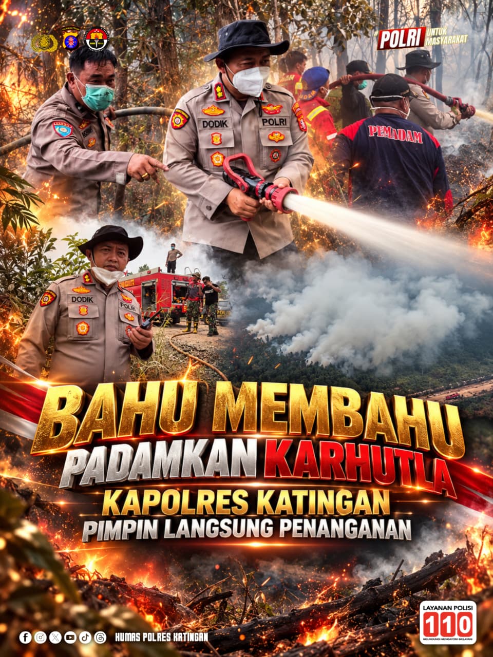 Bahu Membahu Padamkan Karhutla, Kapolres Katingan Pimpin Langsung Penanganan