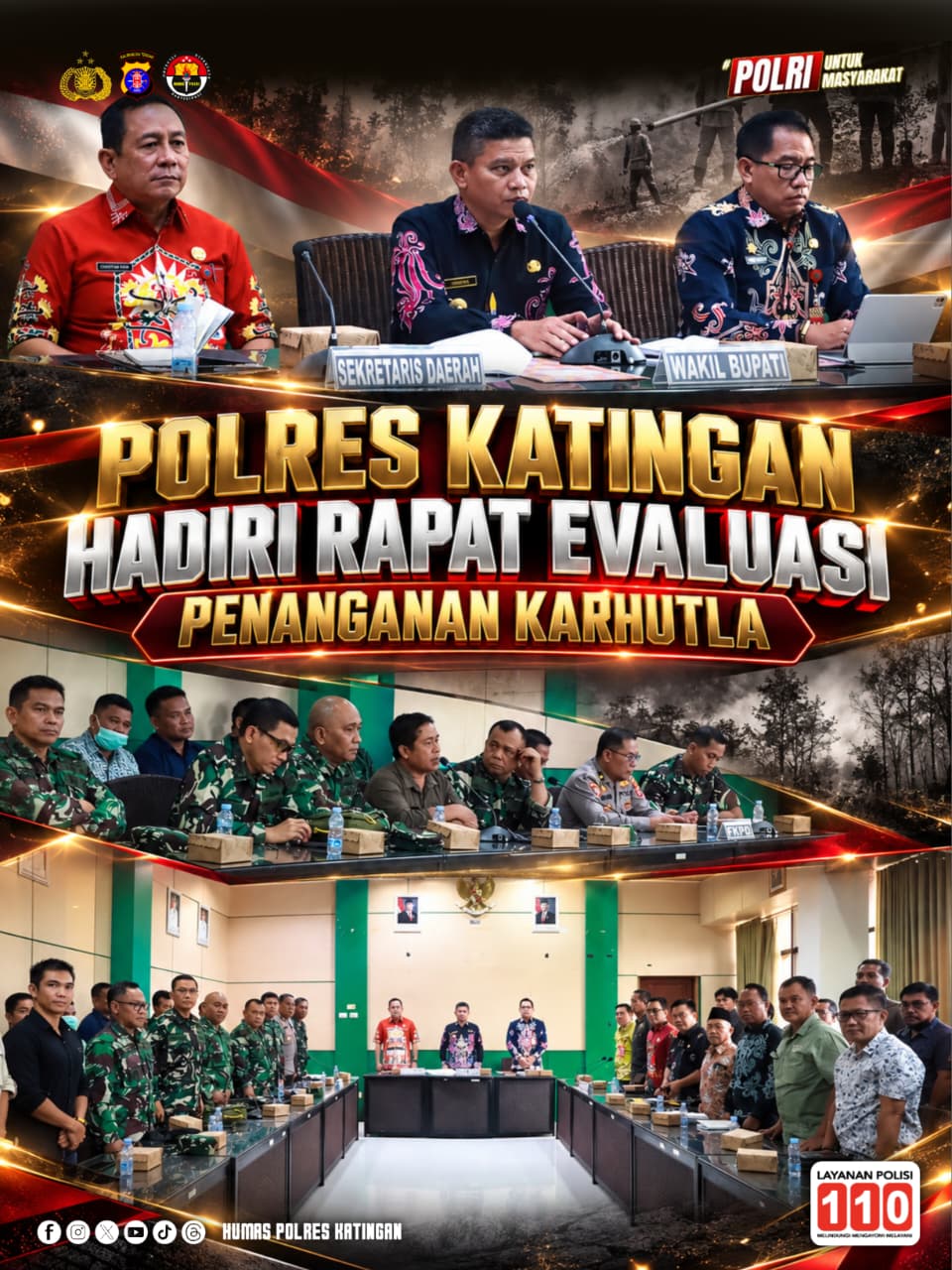 Polres Katingan Hadiri Rapat Evaluasi Penanganan Karhutla