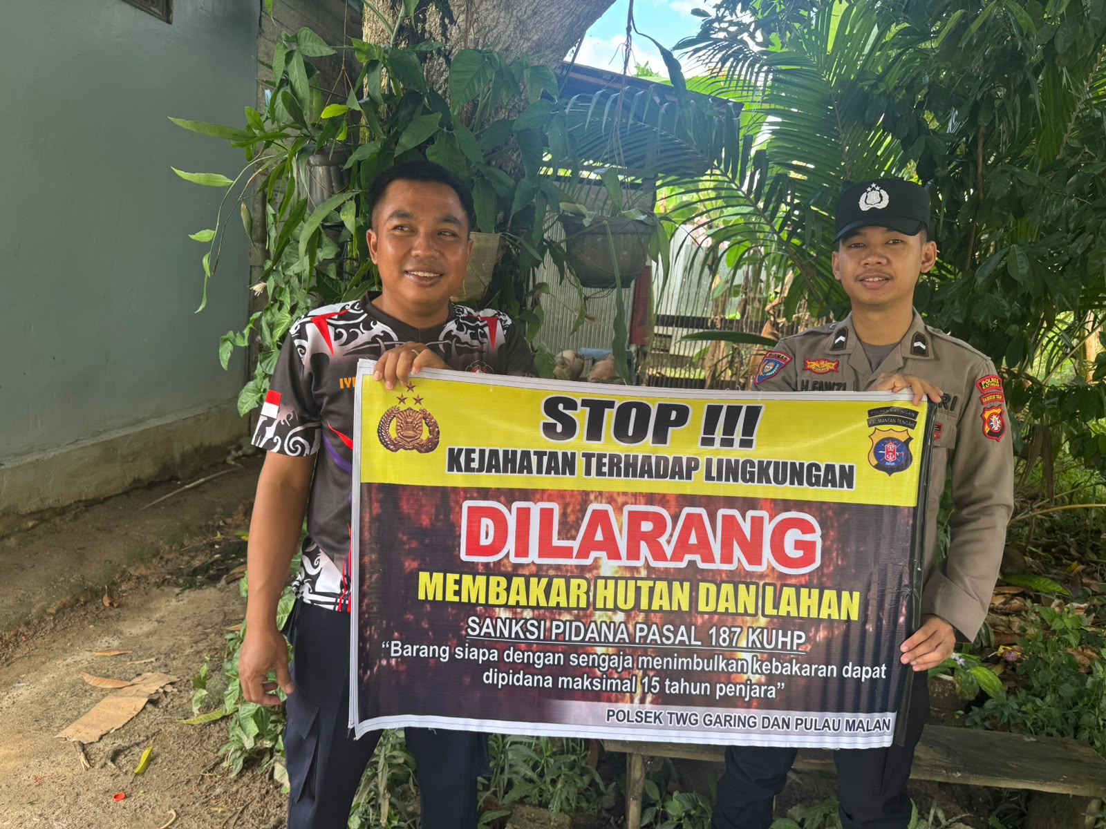 Ciptakan lingkungan sehat Polsek Tws Garing dan Pulau Malan sosialisasi Stop Karhutla.