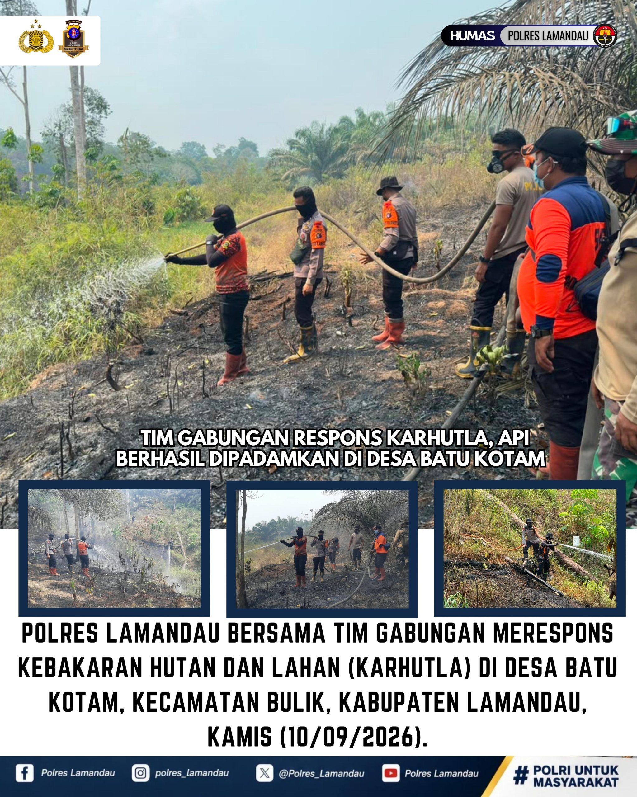 Tim Gabungan Respons Karhutla, Api Berhasil Dipadamkan di Desa Batu Kotam