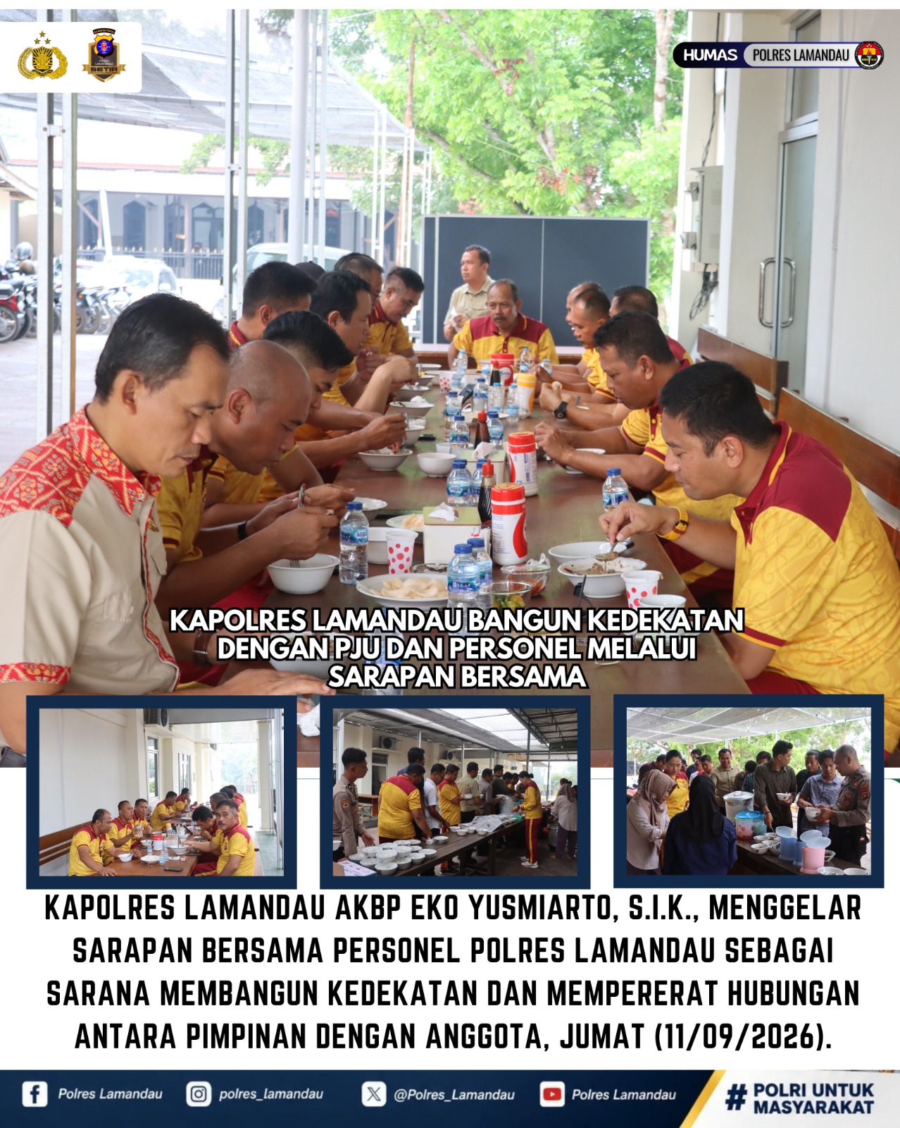 Kapolres Lamandau Bangun Kedekatan dengan PJU dan Personel melalui Sarapan Bersama