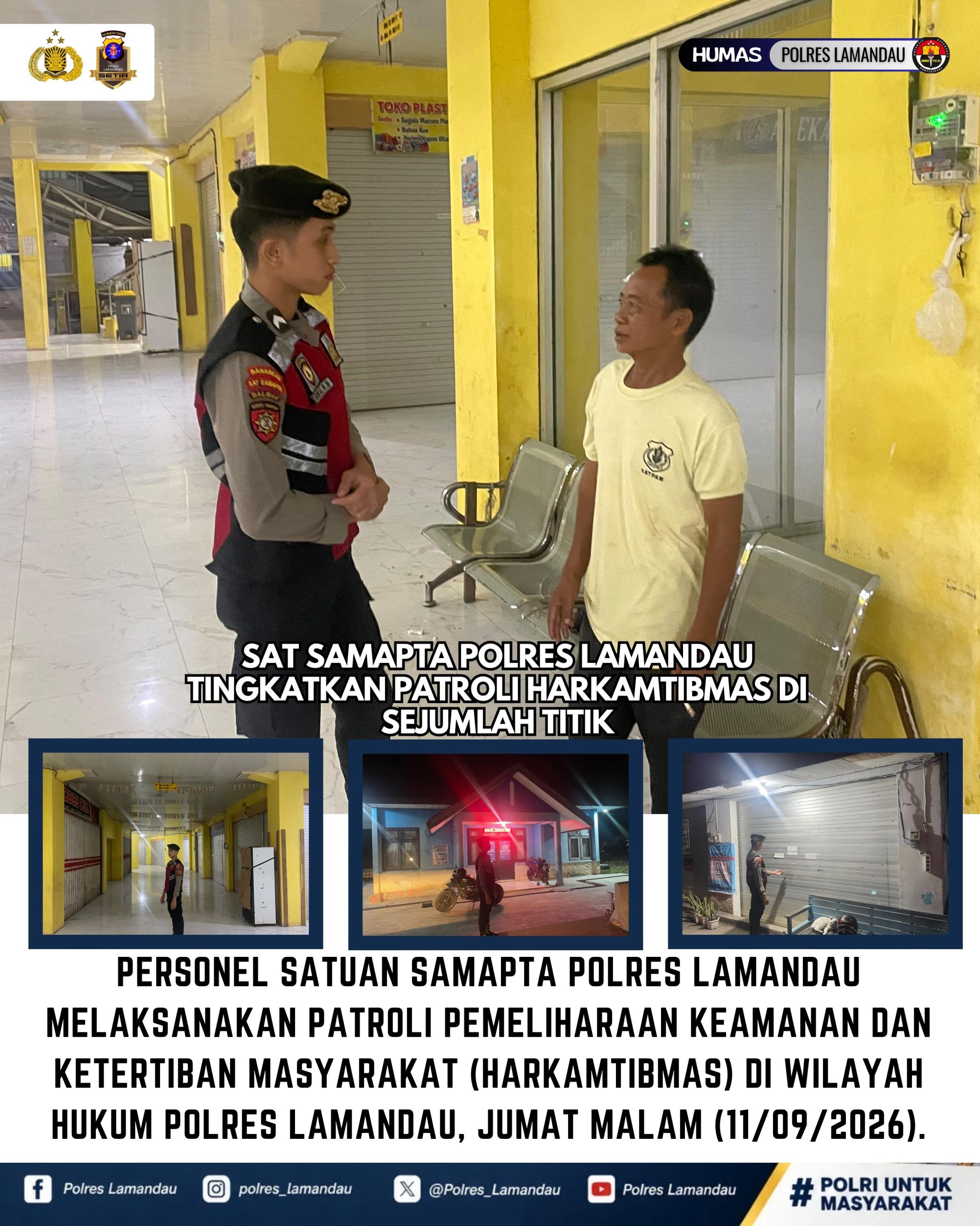 Sat Samapta Polres Lamandau Tingkatkan Patroli Harkamtibmas di Sejumlah Titik