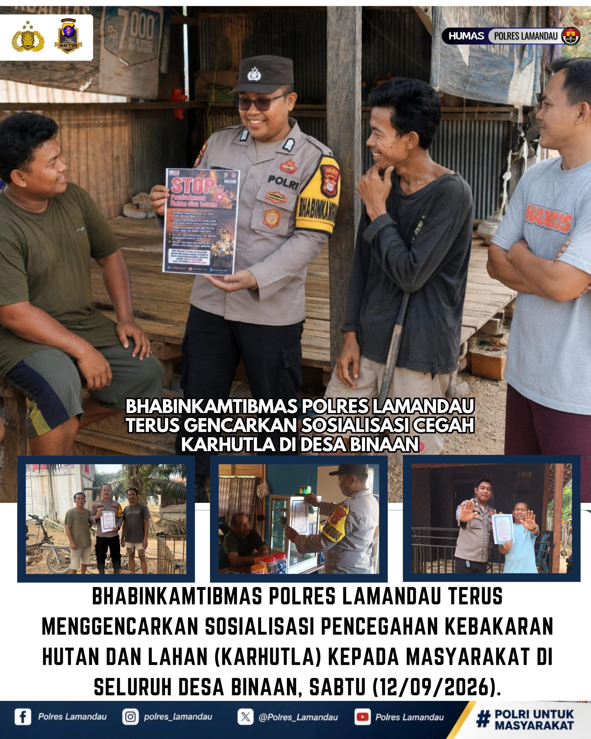 Bhabinkamtibmas Polres Lamandau Terus Gencarkan Sosialisasi Cegah Karhutla di Desa Binaan