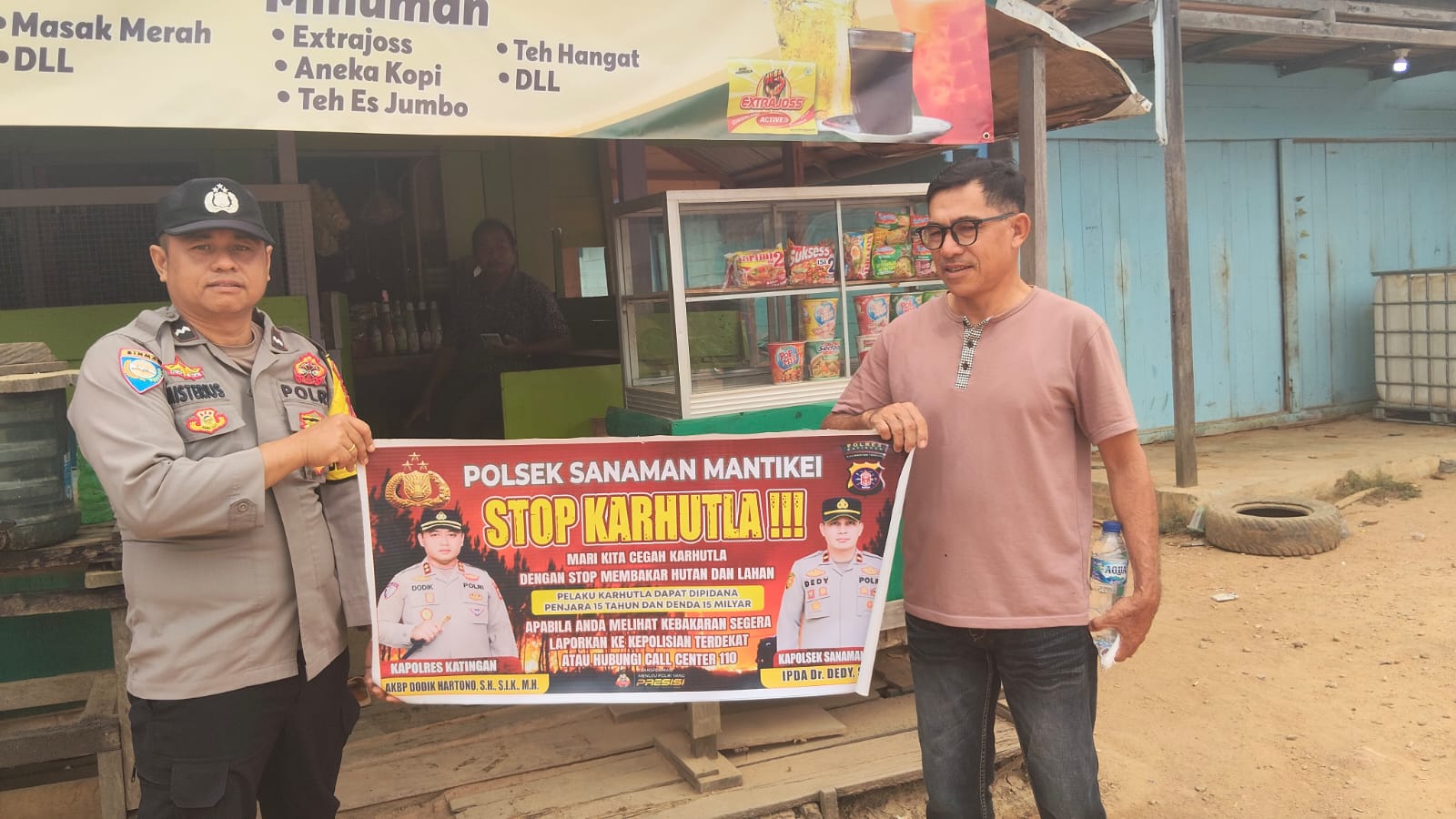 Bhabinkamtibmas Desa tumbang atei Sosialisasi imbauan tentang Karhutla
