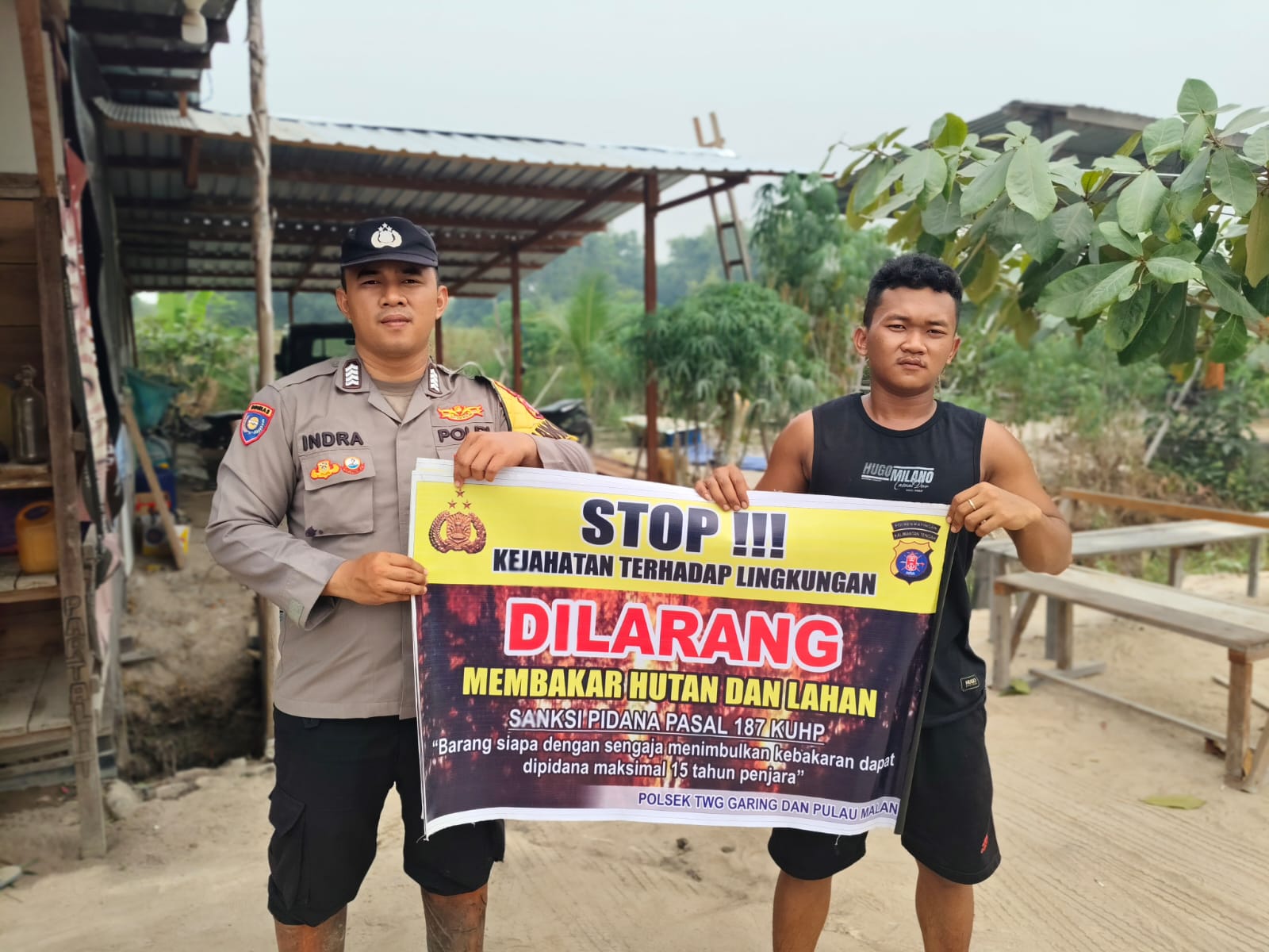Bhabinkamtibmas Piket Polsek Tws Garing dan Pulau Malan terus sosialisasi Stop Karhutla kpd Masyarakat.