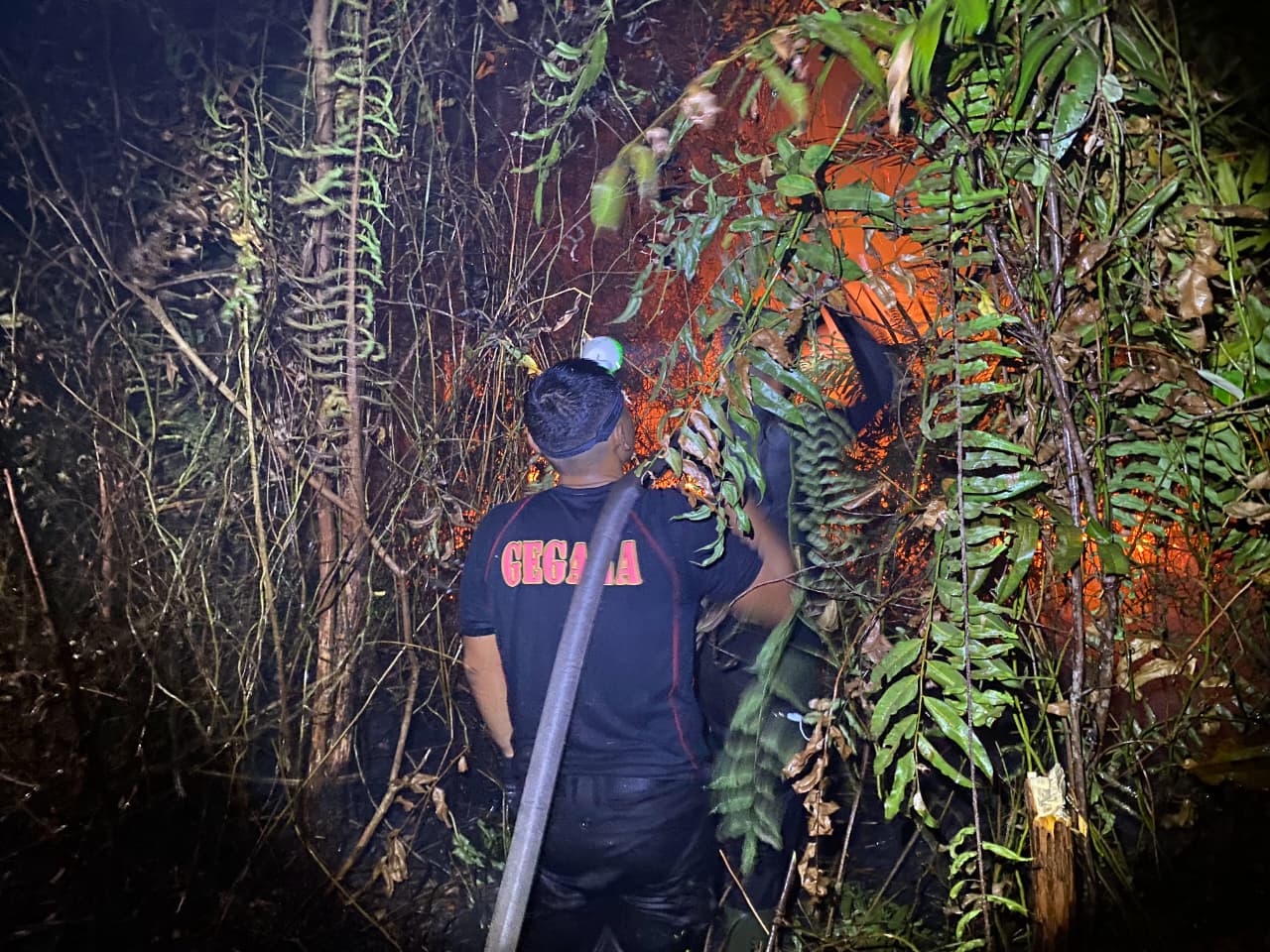 Cegah Api Menjalar, Tim Karhutla Bergerak Cepat Padamkan Api di Jalan Dulin Kandang