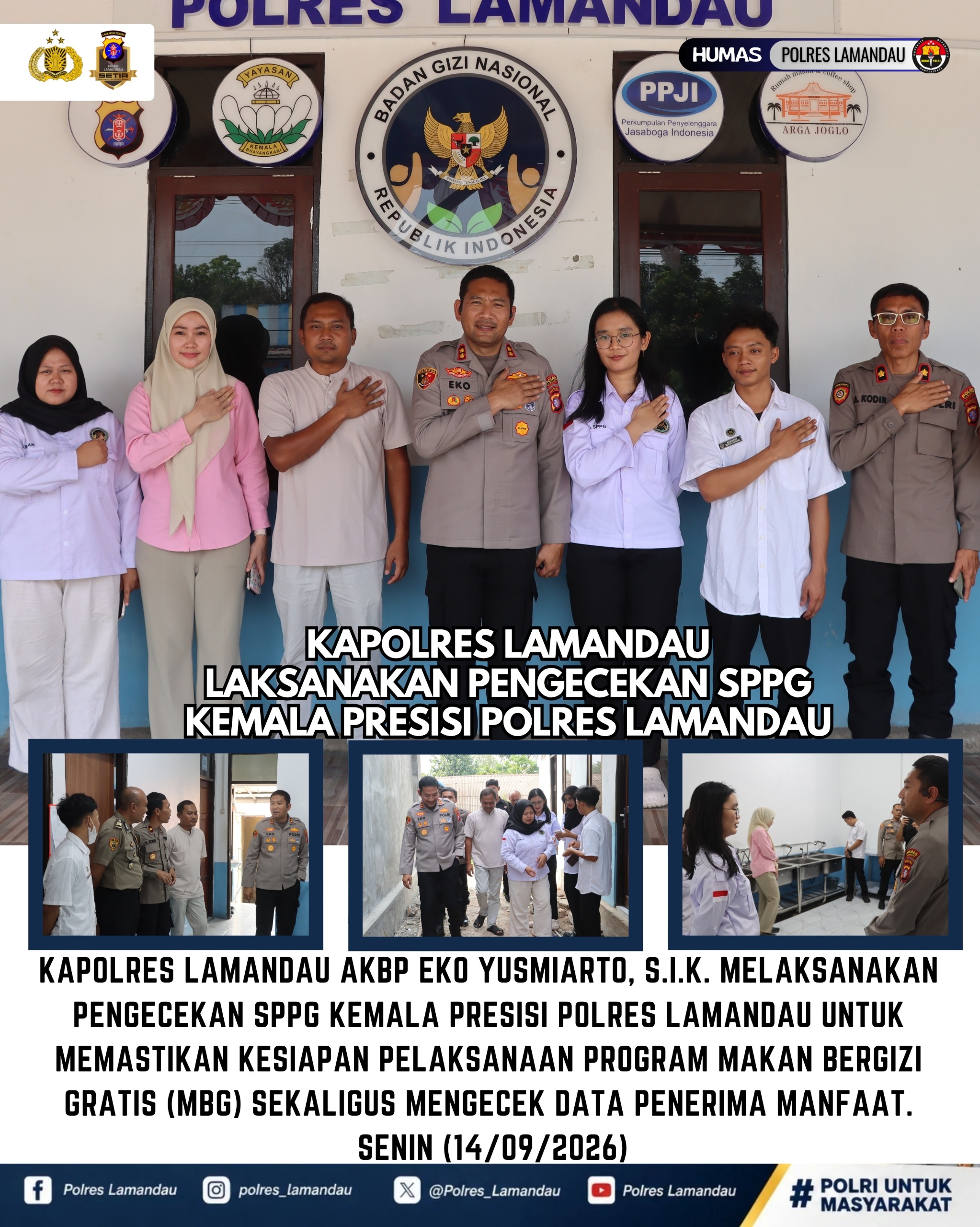 Kapolres Lamandau Laksanakan Pengecekan SPPG Kemala Presisi Polres Lamandau