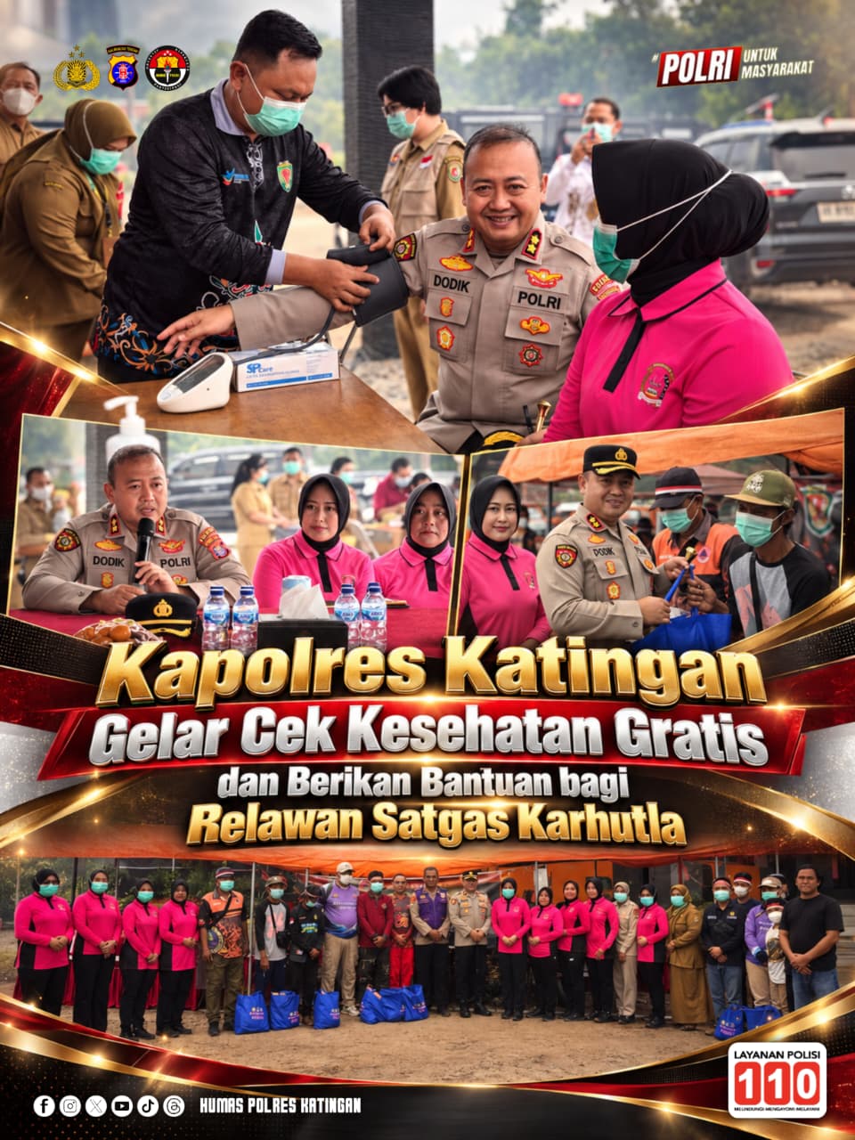 Kapolres Katingan Gelar Cek Kesehatan Gratis dan Berikan Bantuan bagi Relawan Satgas Karhutla