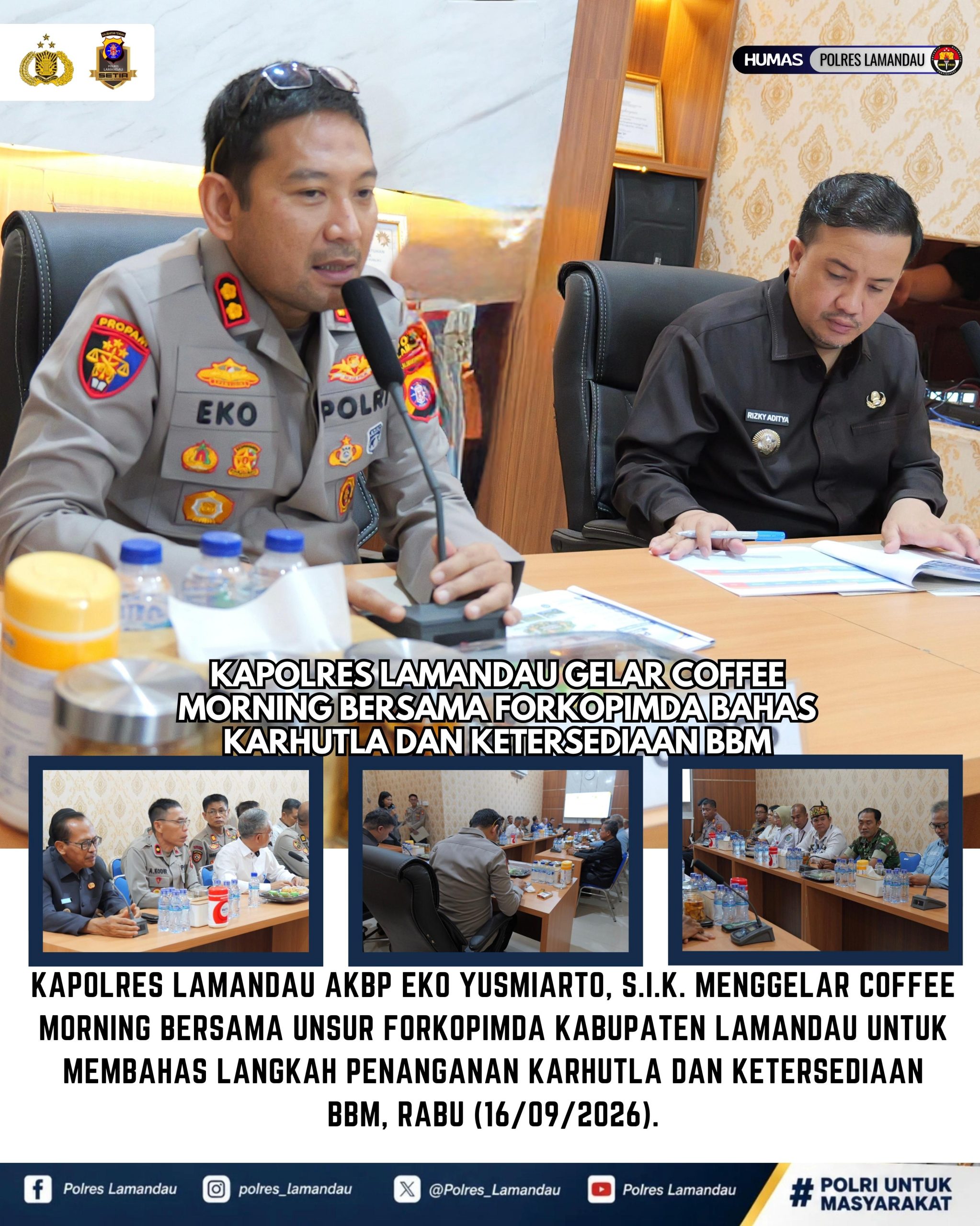 Kapolres Lamandau Gelar Coffee Morning Bersama Forkopimda Bahas Karhutla dan Ketersediaan BBM