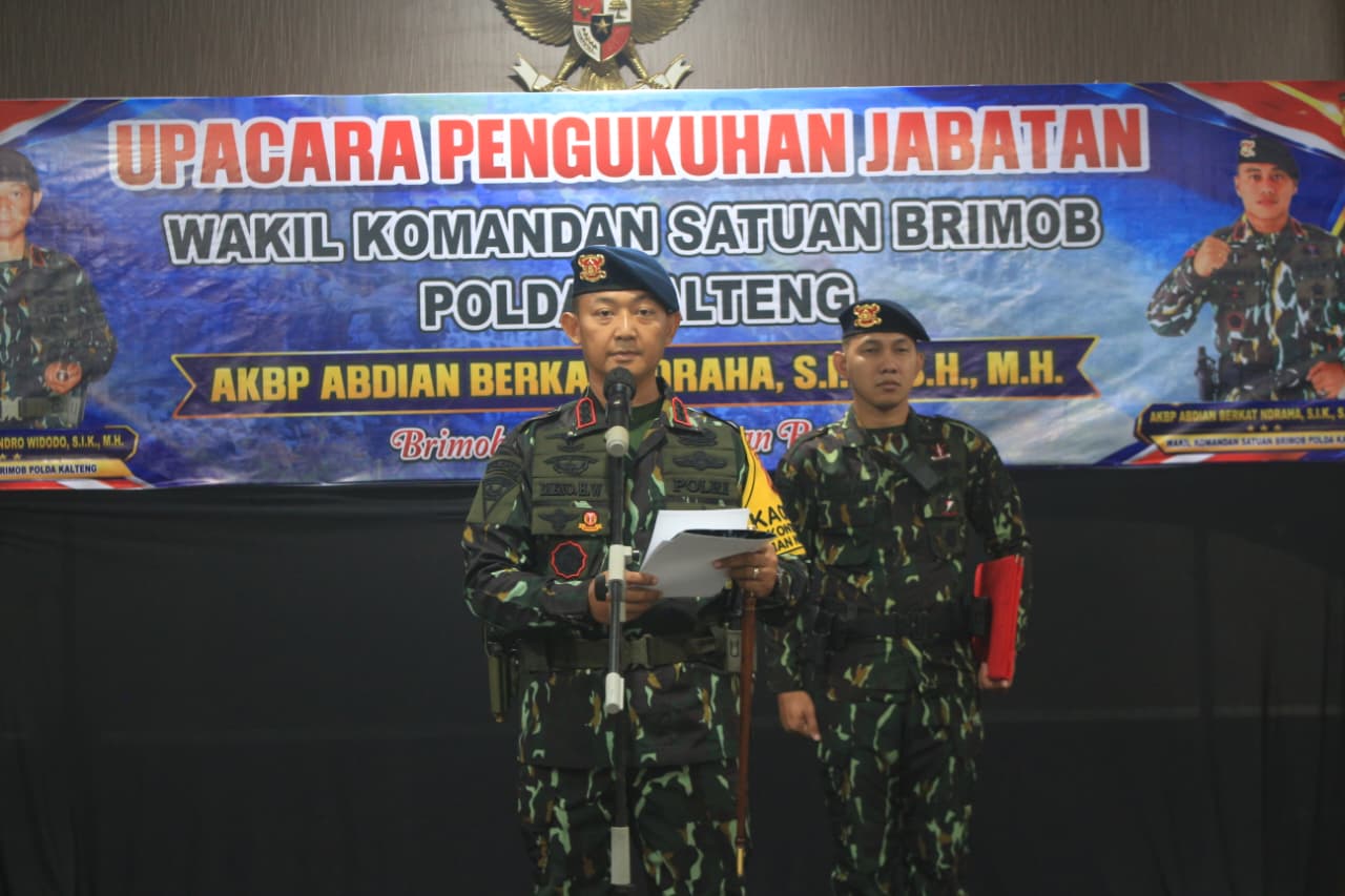 Perkuat Kepemimpinan Satuan, AKBP Abdian Berkat Ndraha Resmi Dikukuhkan sebagai Wadansatbrimob Kalteng