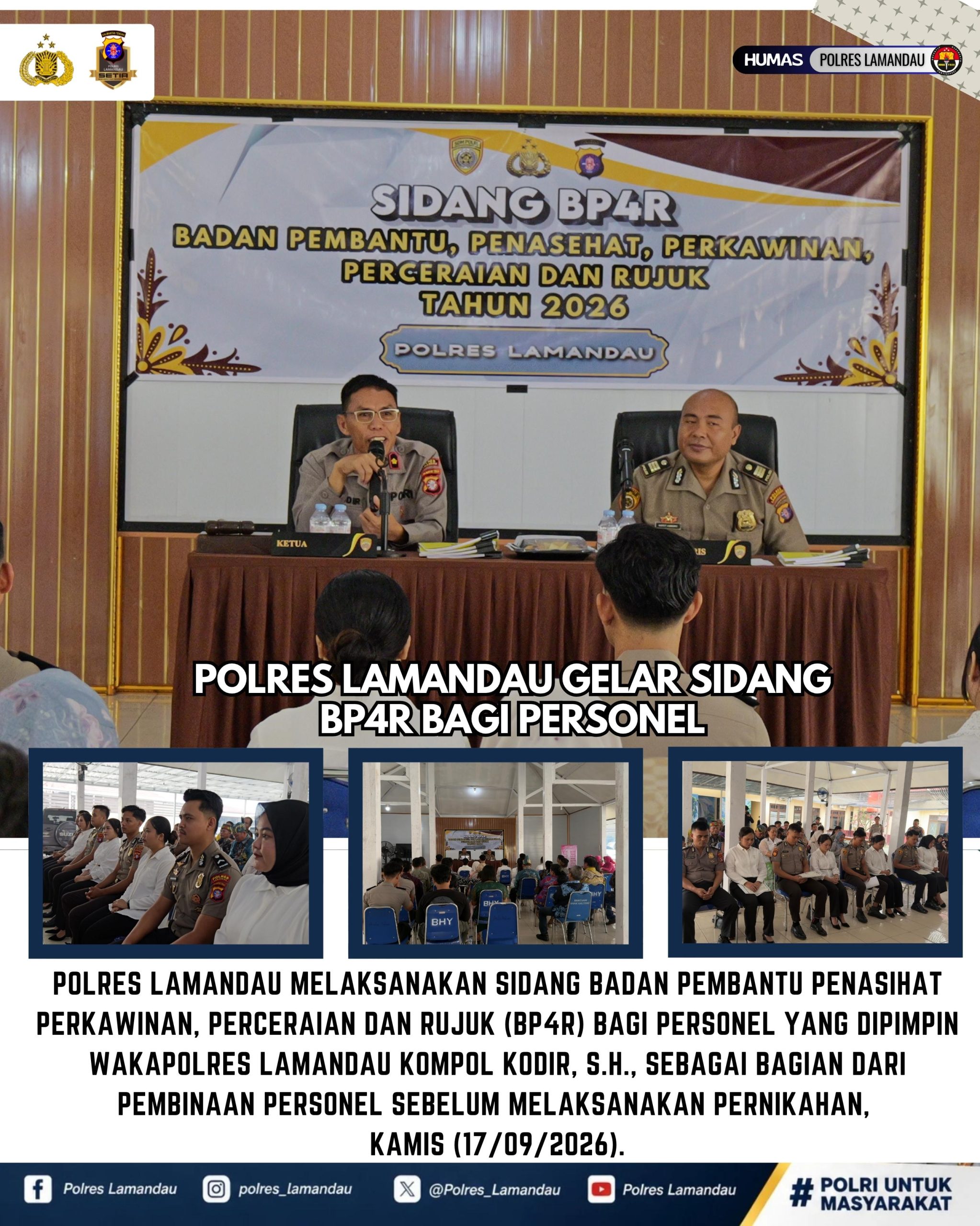 Polres Lamandau Gelar Sidang BP4R bagi Personel