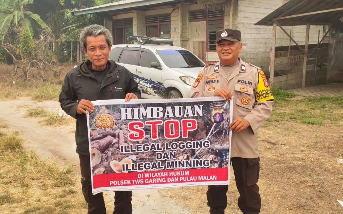 Polsek Tewang Sangalang Garing dan Pulau Malan Minta Warga Tidak Melakukan Aktivitas Ilegal Logging dan Ilegal Minning